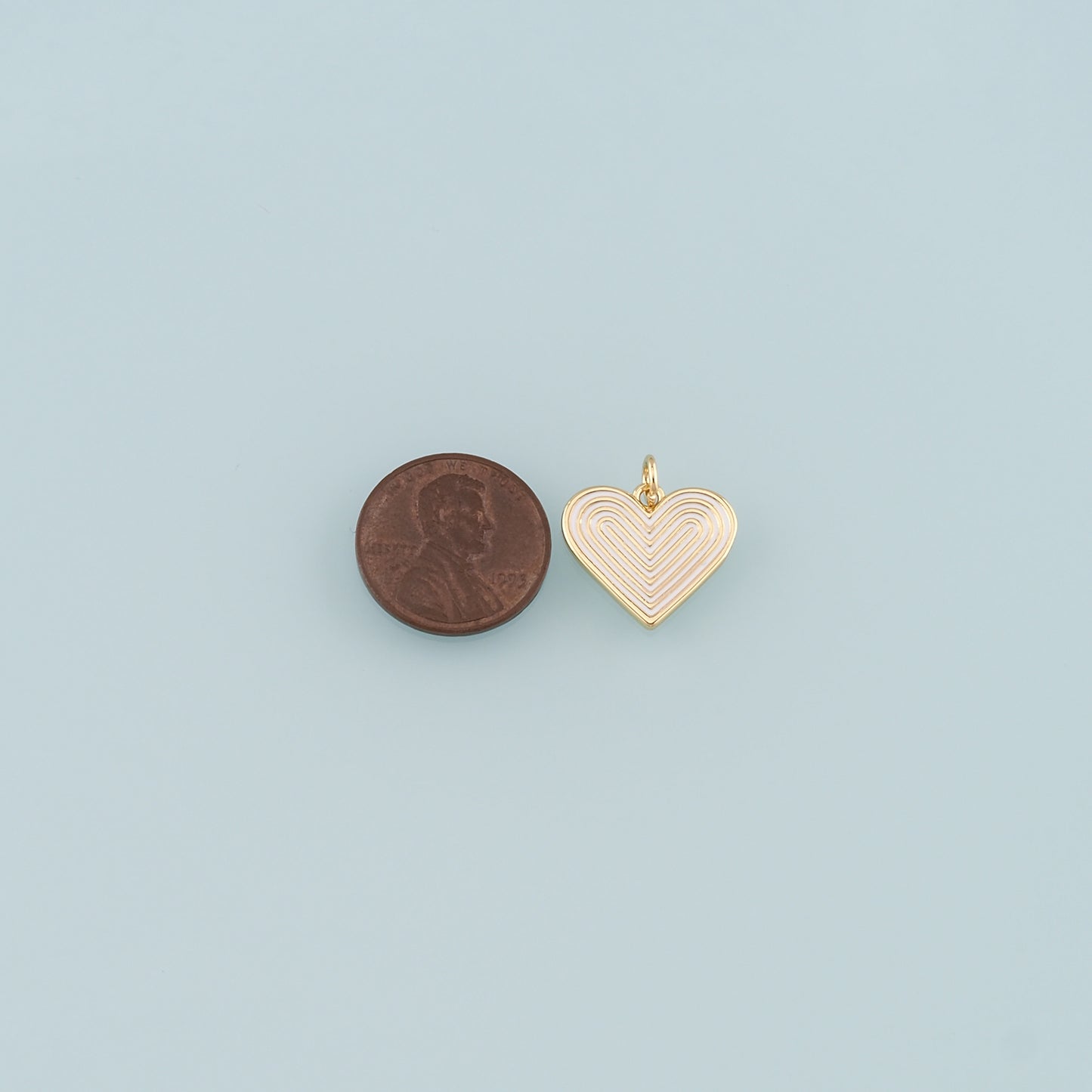 18K Gold Filled Heart Pendant,Enamel Heart Charm Bracelet Necklace for DIY Jewelry Making Supply