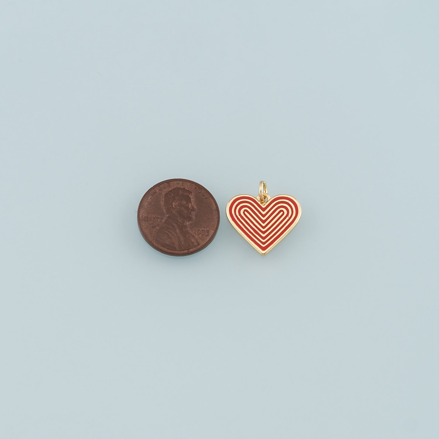 18K Gold Filled Heart Pendant,Enamel Heart Charm Bracelet Necklace for DIY Jewelry Making Supply