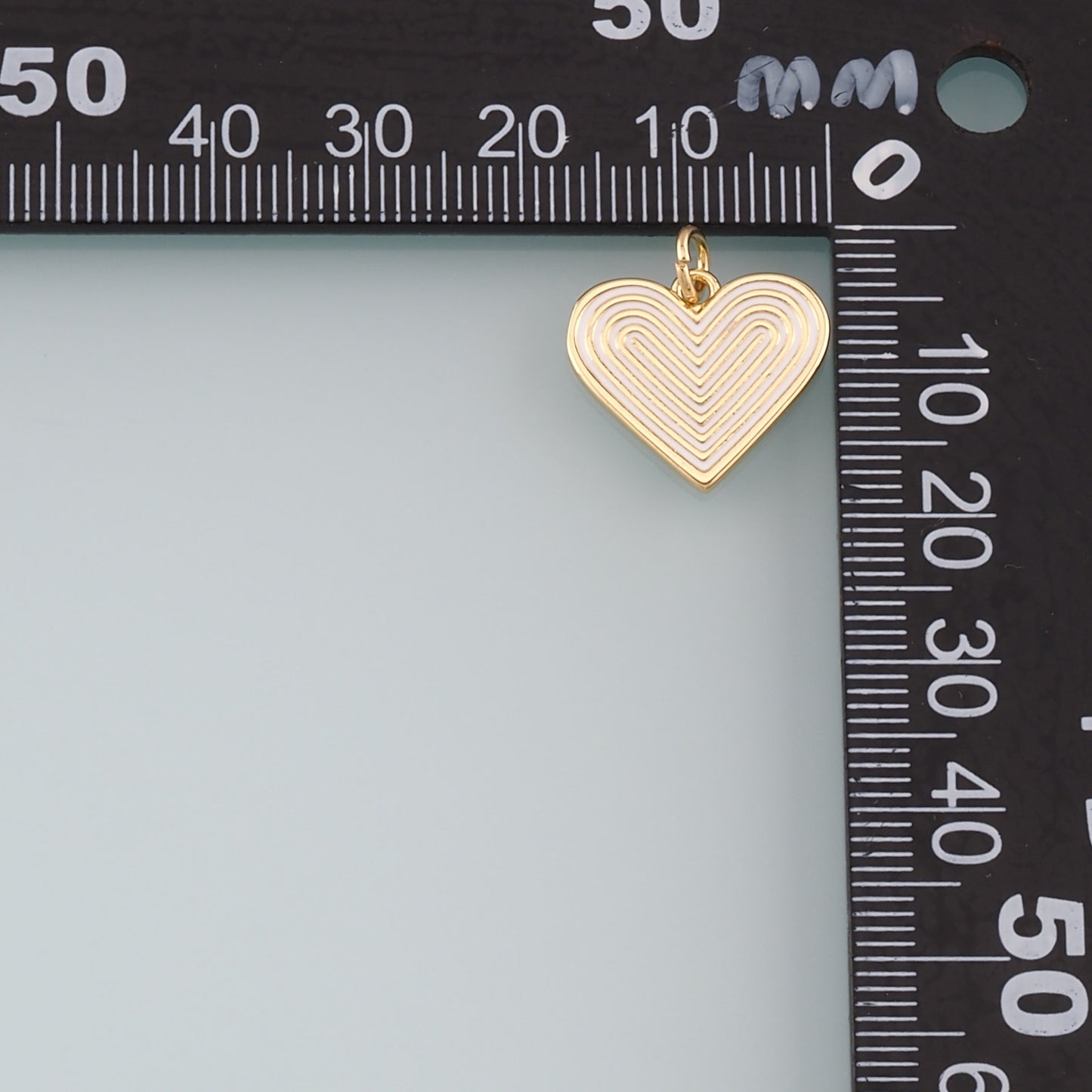 18K Gold Filled Heart Pendant,Enamel Heart Charm Bracelet Necklace for DIY Jewelry Making Supply