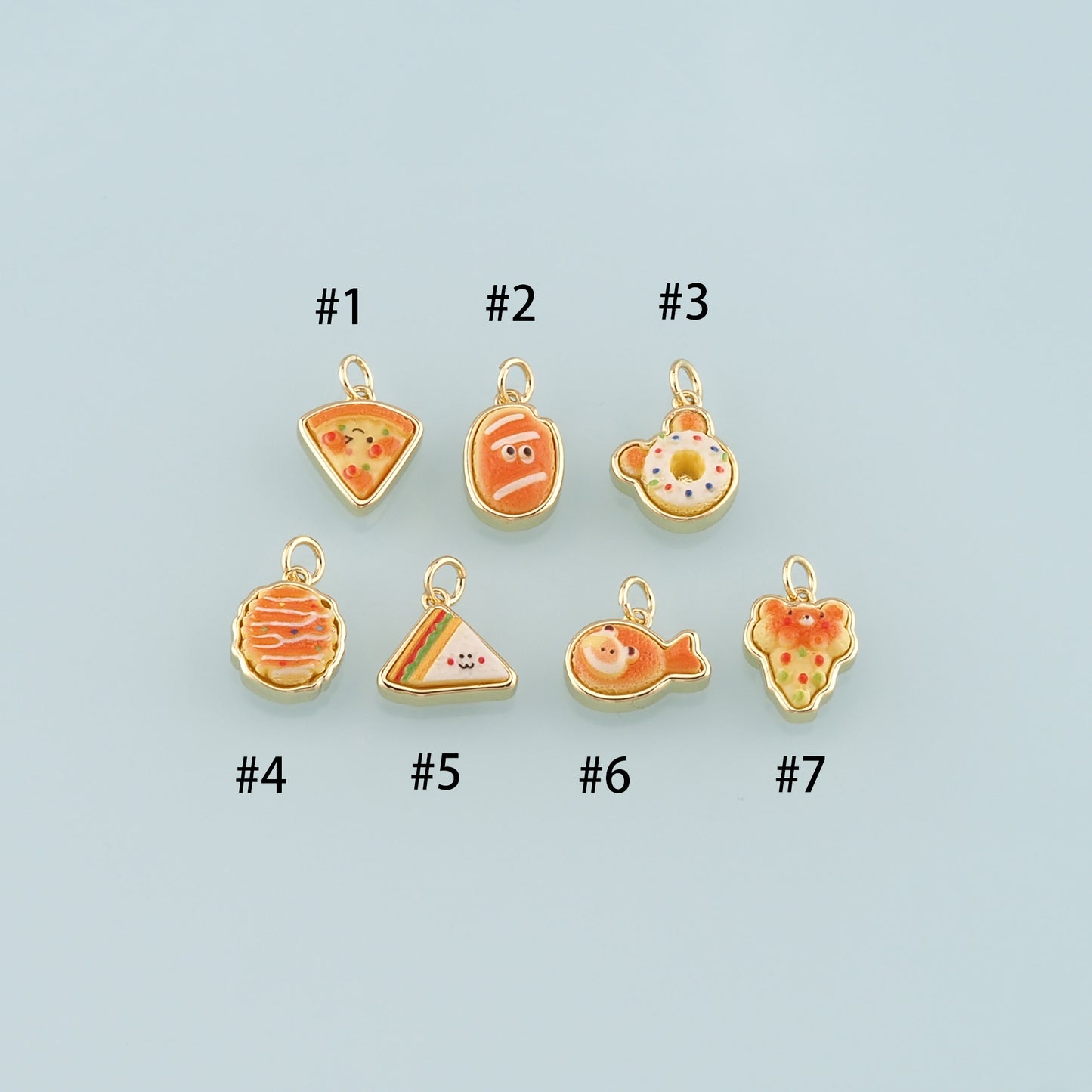 Gold Food Charms,18K Gold Filled Gourmet Food Pendant,Enamel Gourmet Food Charm Bracelet Necklace for DIY Jewelry Making Supply