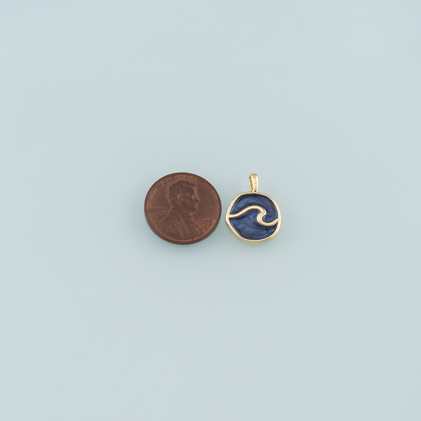 Gold Wave Charms,18K Gold Filled Wave Pendant,Enamel Wave Bracelet Necklace for DIY Jewelry Making Supply
