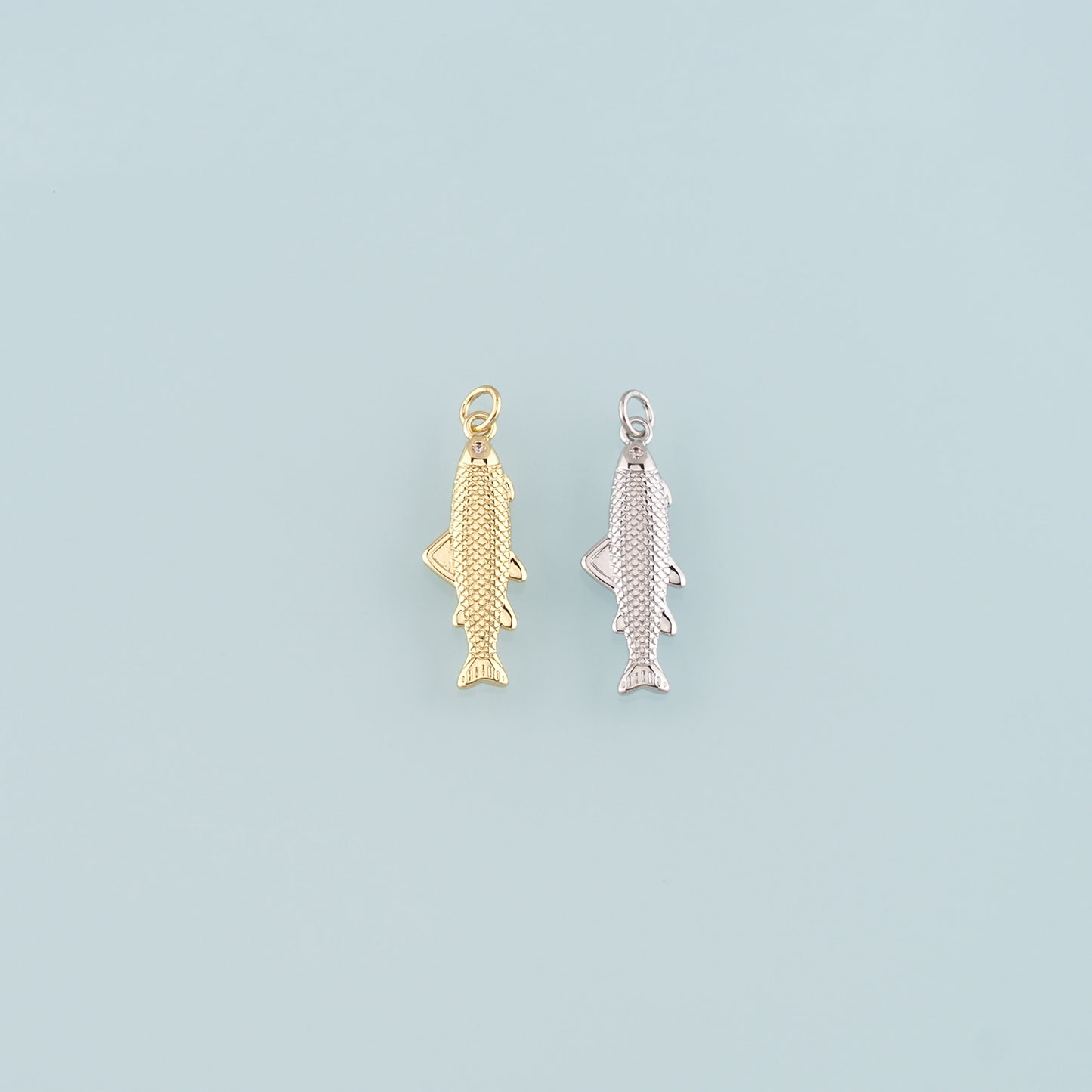 Gold Fish Charms,18K Gold Filled Fish Pendant,Ocean Charm Bracelet Necklace for DIY Jewelry Making Supply