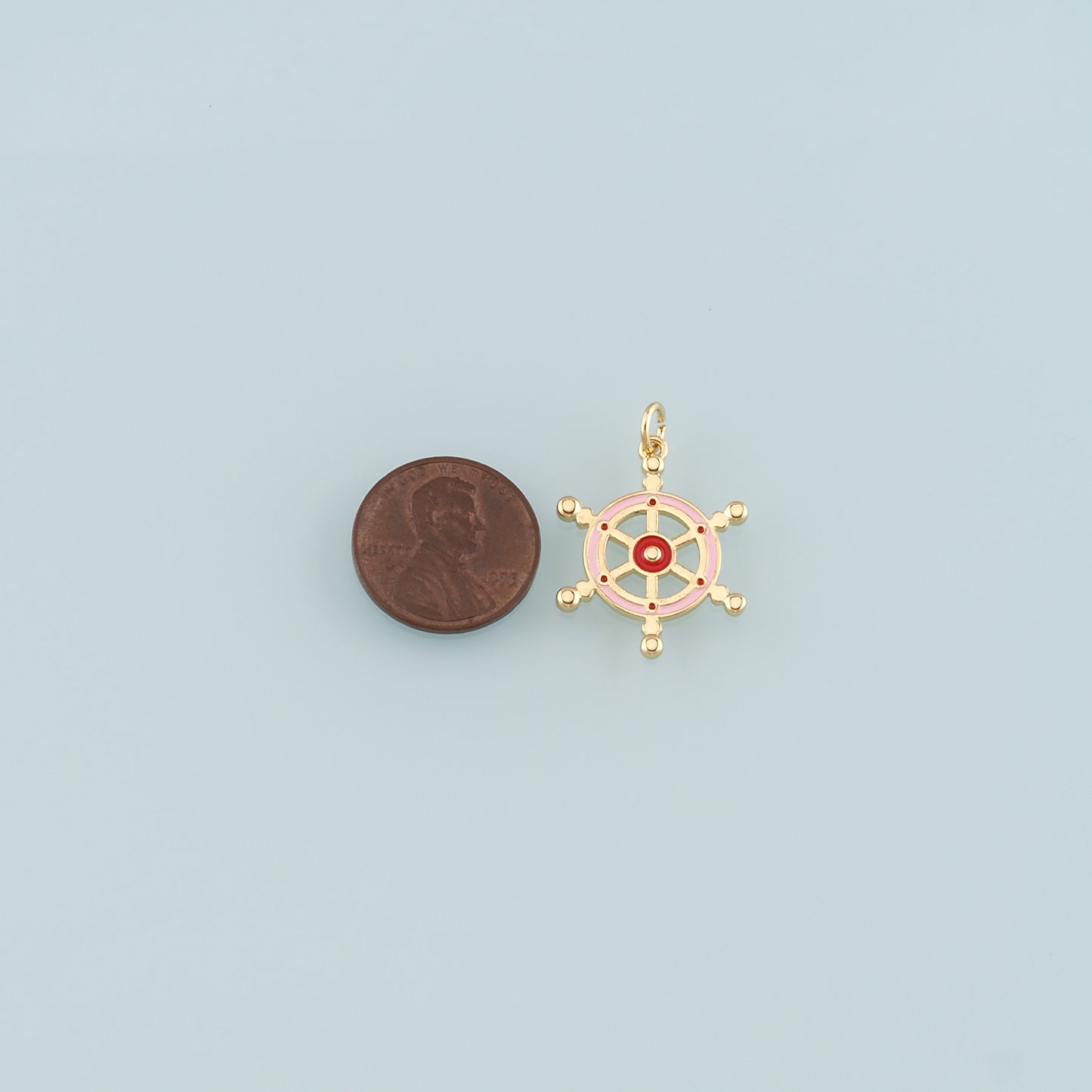 Gold Rudder Charm,18K Gold Filled Rudder Pendant,Enamel Navigation Charm Bracelet Necklace for DIY Jewelry Making Supply