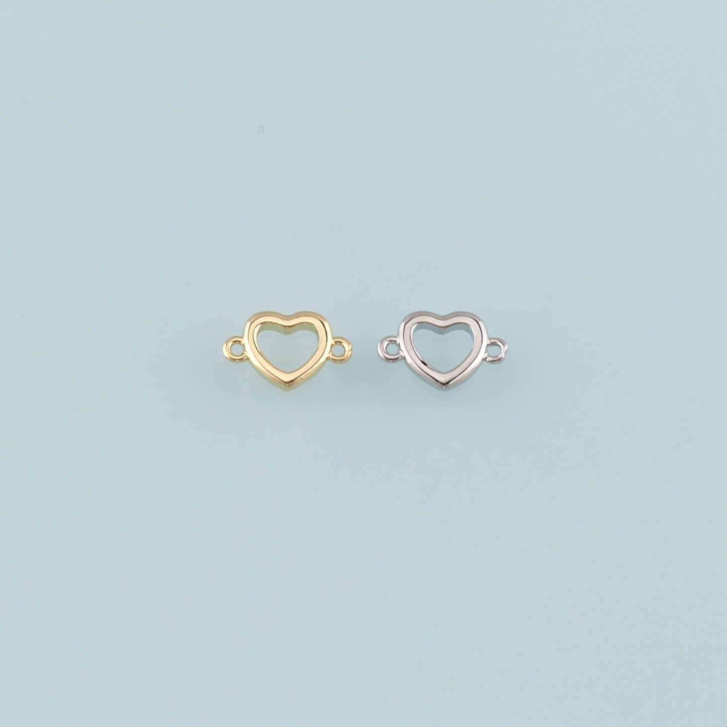 18K Gold Filled Heart Connector,Heart Charm Bracelet Necklace for DIY Jewelry Making Supply