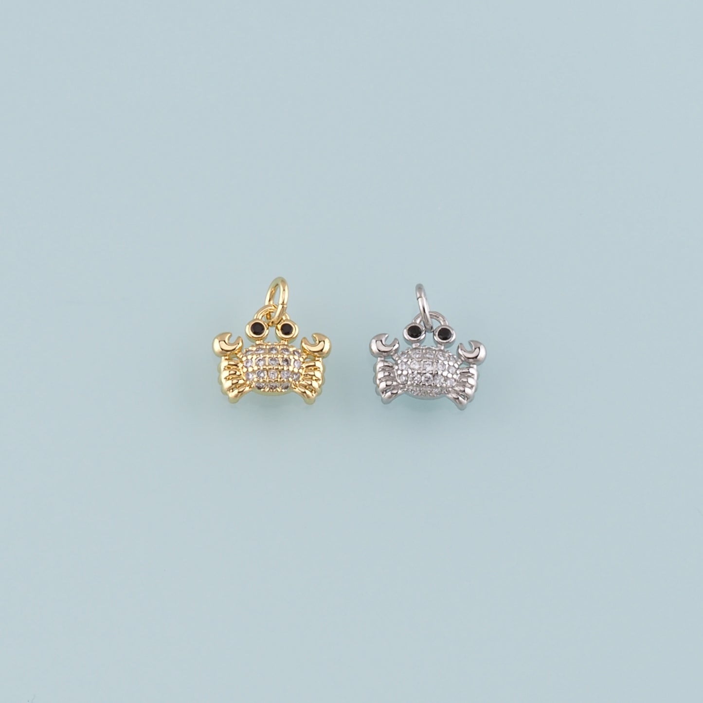 Gold Marine Life Charms,18K Gold Filled Crab Pendant,CZ Micro Pave Crab Charms Bracelet Necklace for DIY Jewelry Making Supply