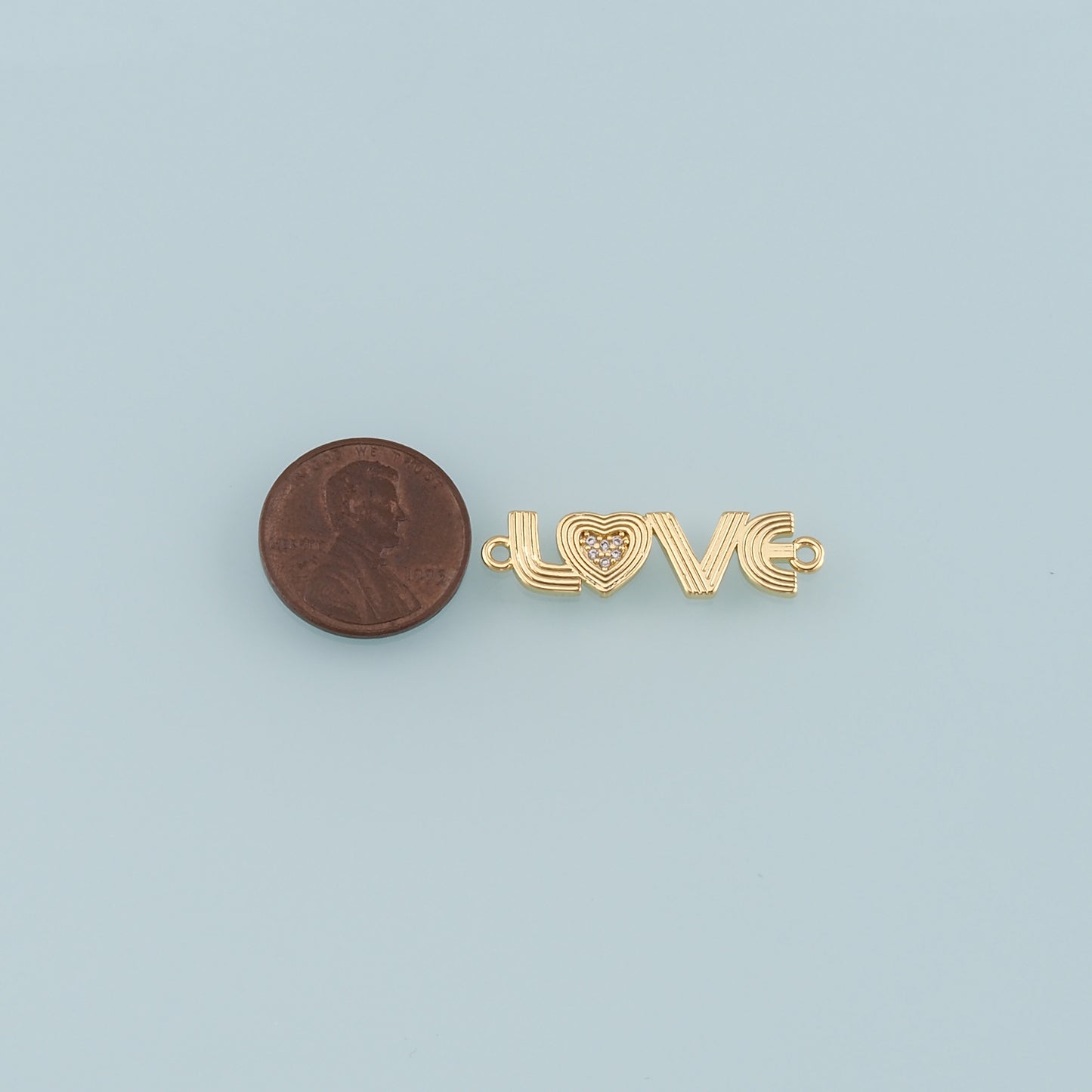 18K Gold Filled Love Connector,CZ Micro Pave Heart Charm Bracelet Necklace for DIY Jewelry Making Supply