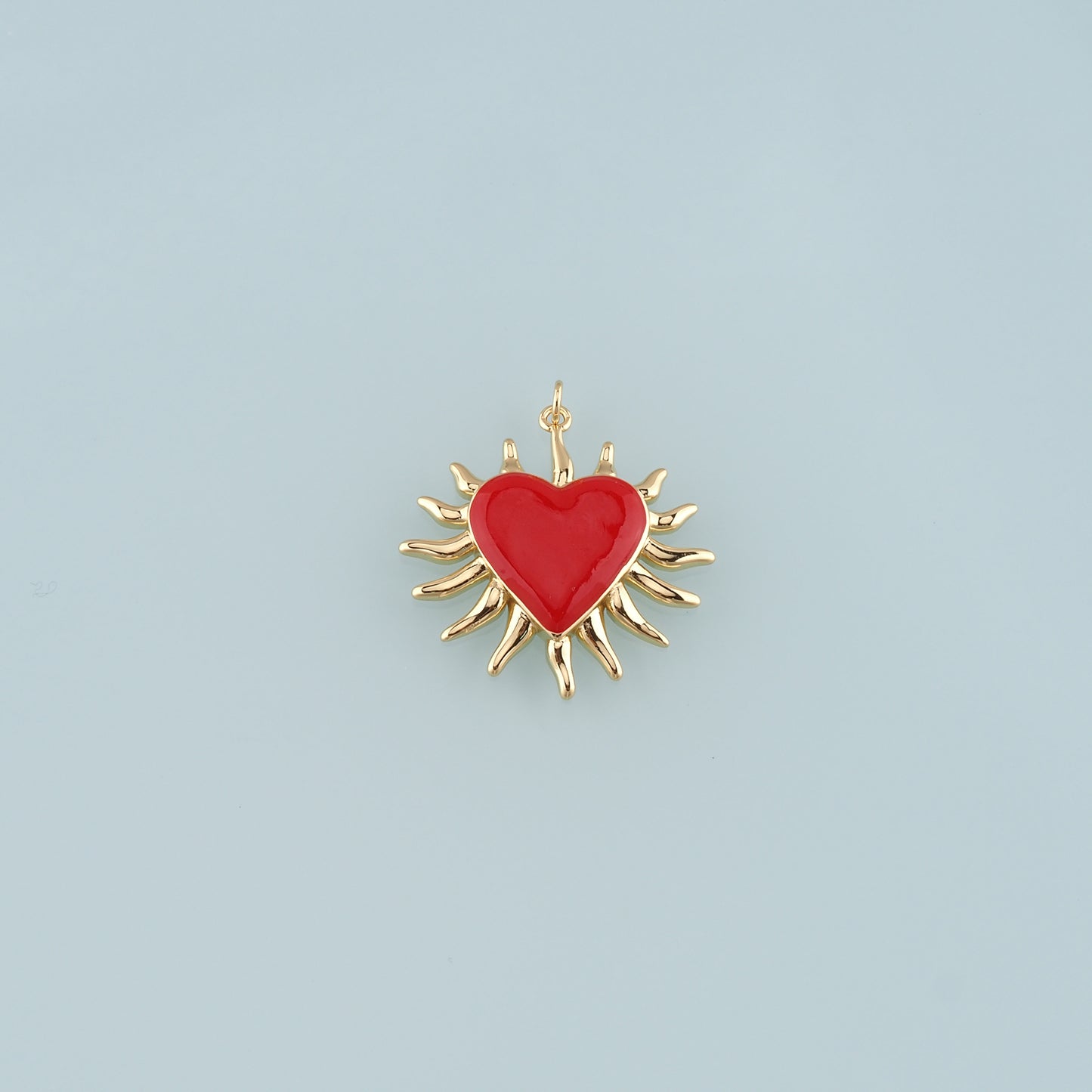 18K Gold Filled Heart Pendant,Enamel Heart Charm Bracelet Necklace for DIY Jewelry Making Supply