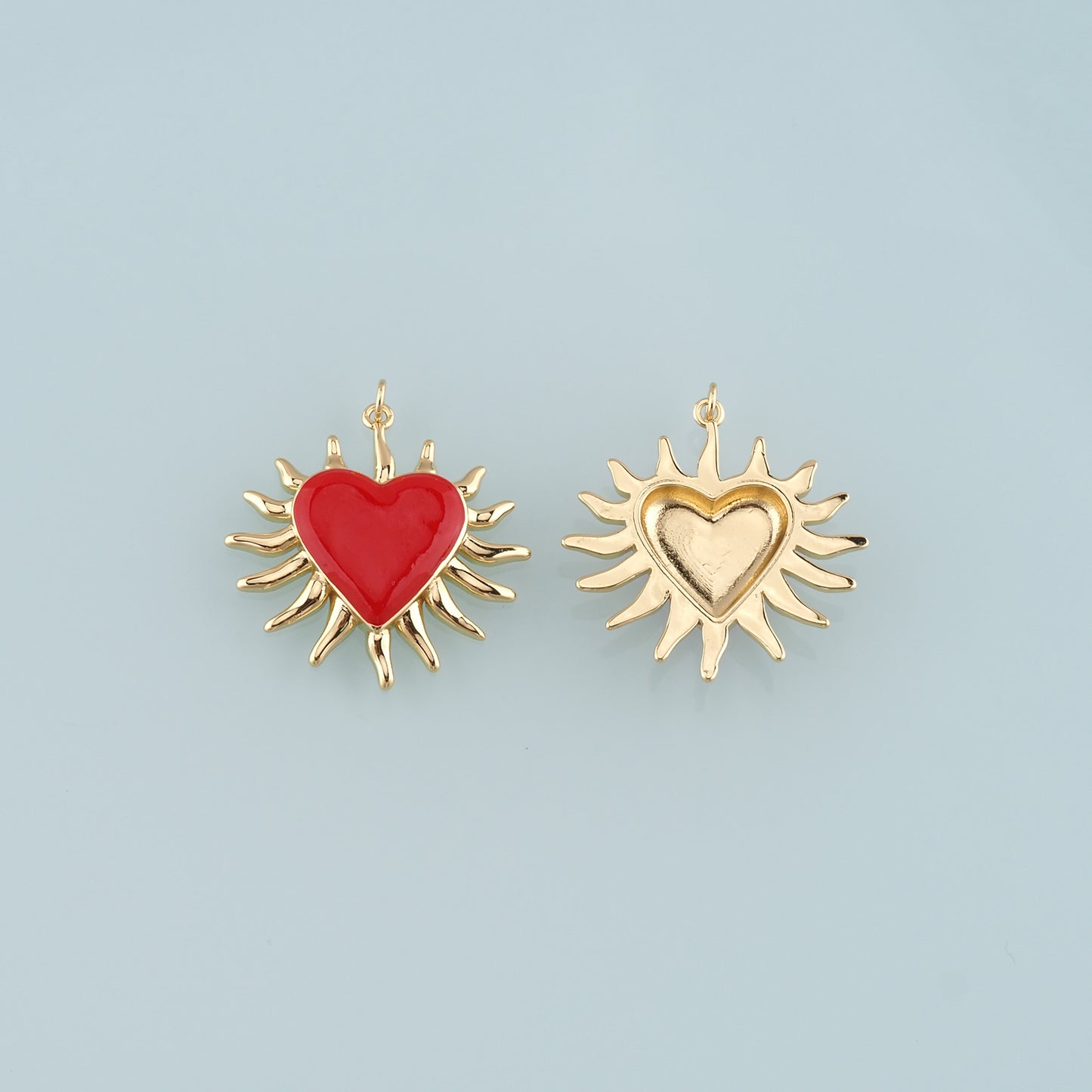 18K Gold Filled Heart Pendant,Enamel Heart Charm Bracelet Necklace for DIY Jewelry Making Supply