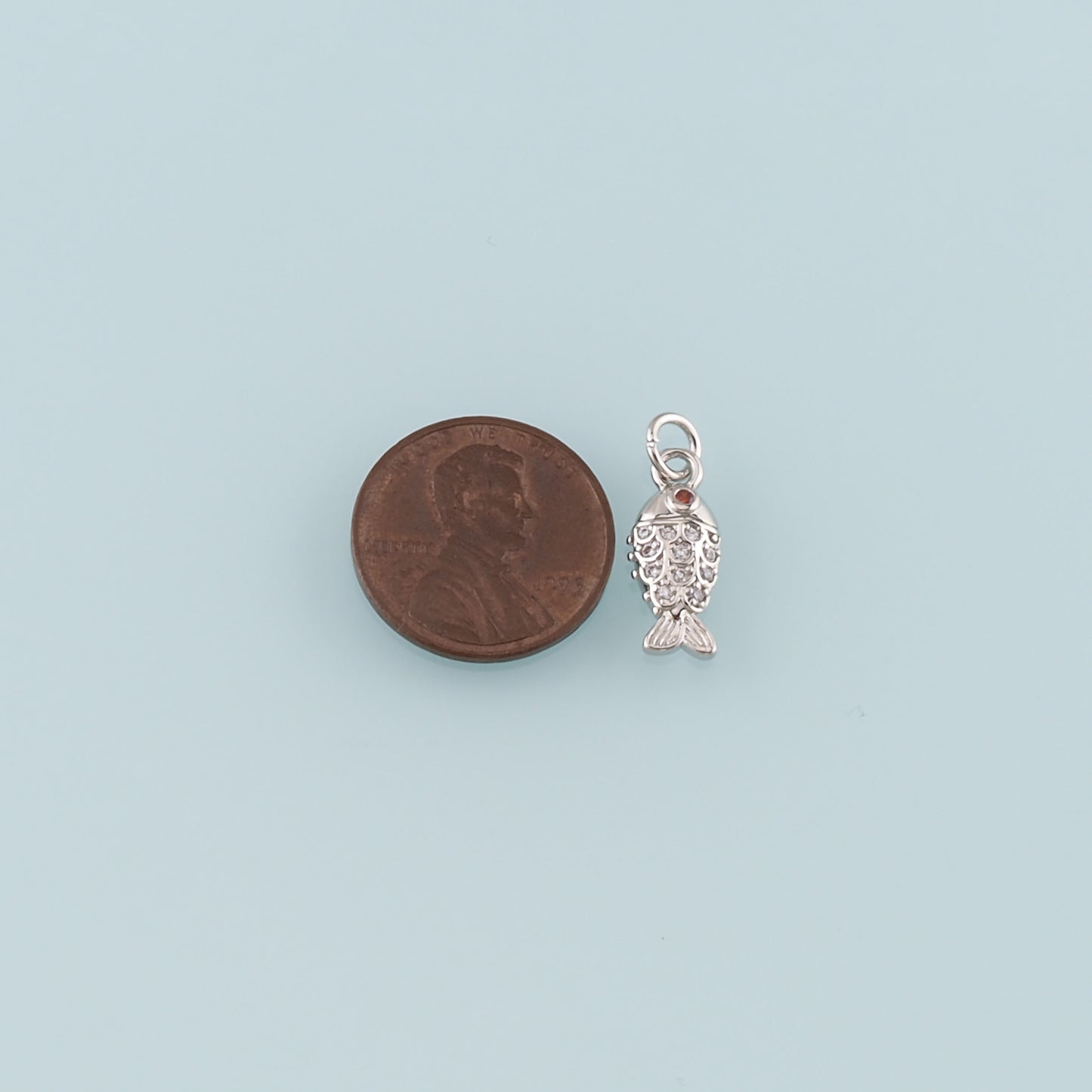 Gold Fish Charms,18K Gold Filled Fish Pendant,CZ Micro Pave Fish Charm Bracelet Necklace for DIY Jewelry Making Supply