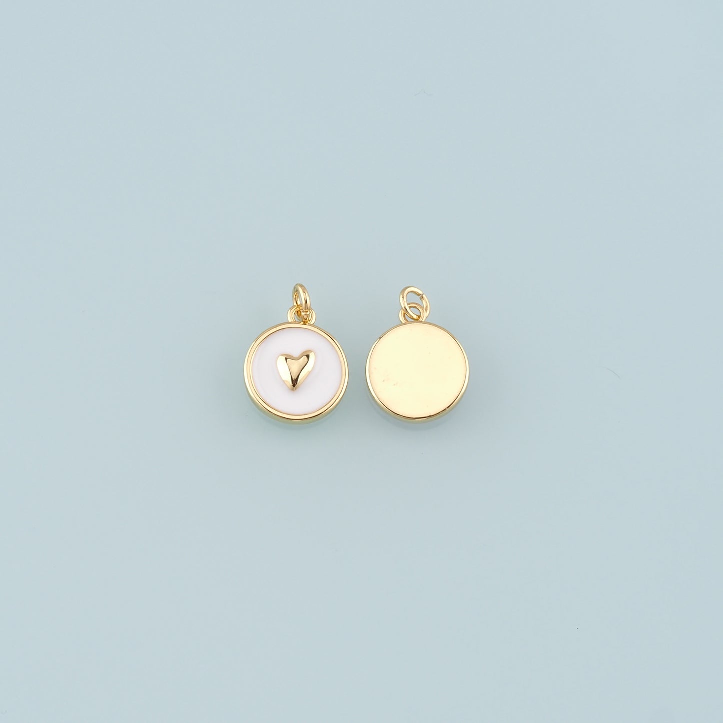 18K Gold Filled Heart Pendant,Enamel Heart Charm Bracelet Necklace for DIY Jewelry Making Supply
