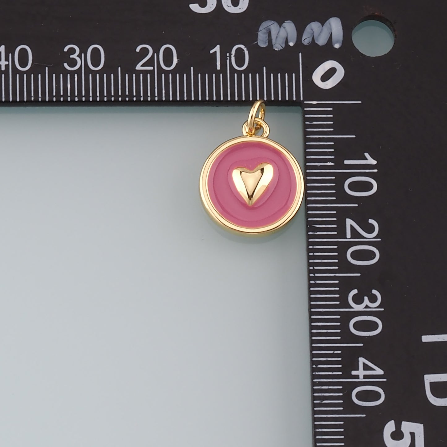 18K Gold Filled Heart Pendant,Enamel Heart Charm Bracelet Necklace for DIY Jewelry Making Supply