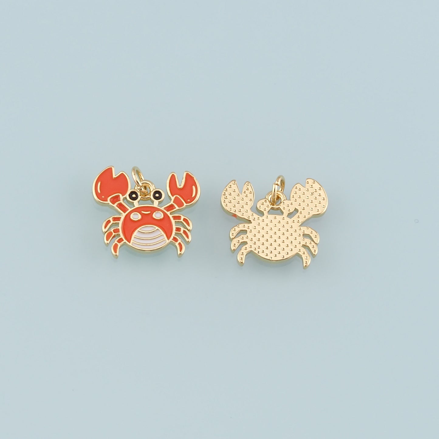 Gold Marine Life Charms,18K Gold Filled Crab Pendant,Enamel Crab Charms Bracelet Necklace for DIY Jewelry Making Supply