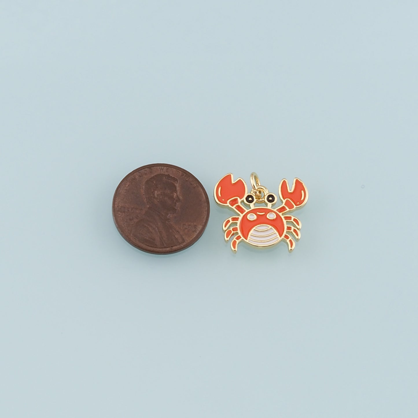 Gold Marine Life Charms,18K Gold Filled Crab Pendant,Enamel Crab Charms Bracelet Necklace for DIY Jewelry Making Supply