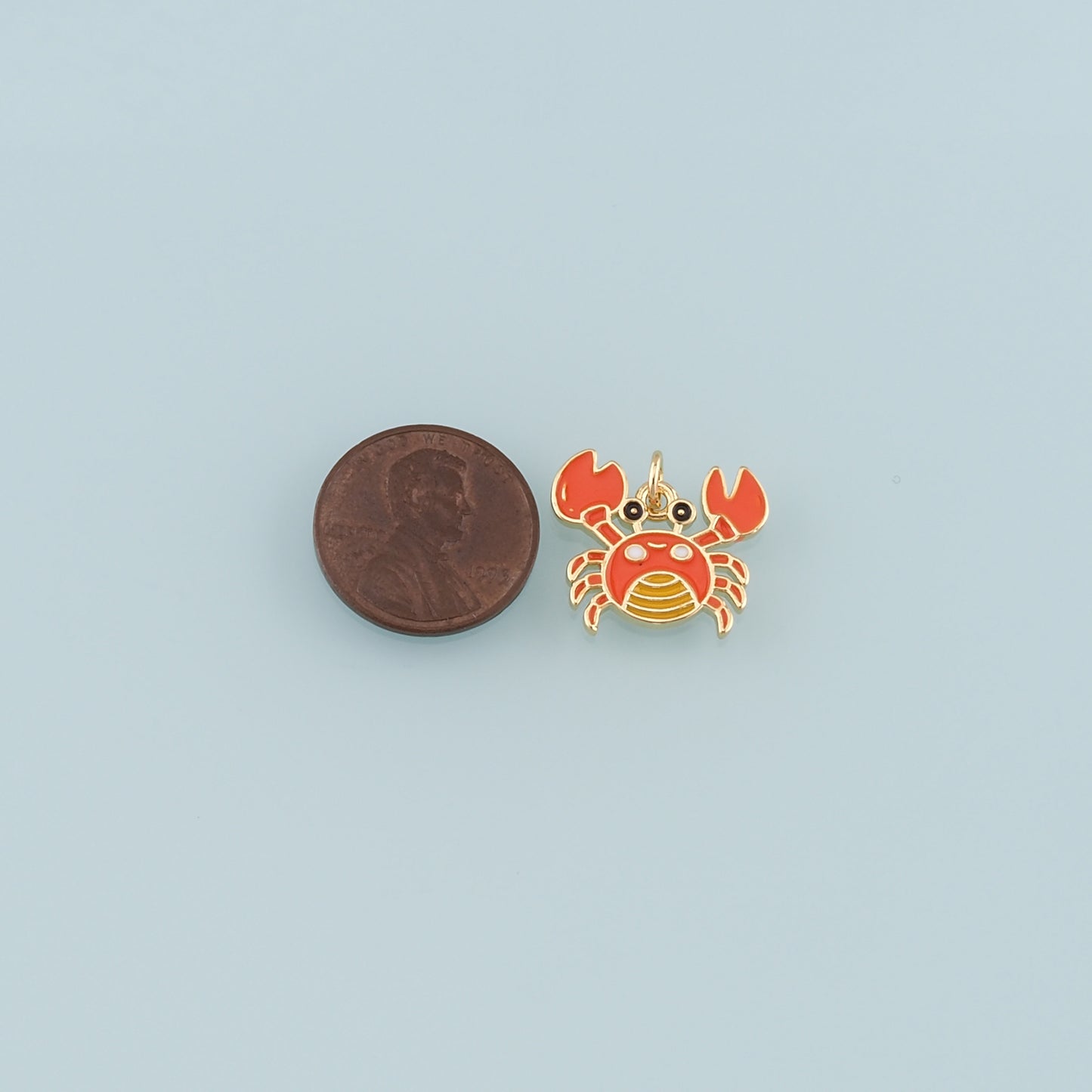 Gold Marine Life Charms,18K Gold Filled Crab Pendant,Enamel Crab Charms Bracelet Necklace for DIY Jewelry Making Supply