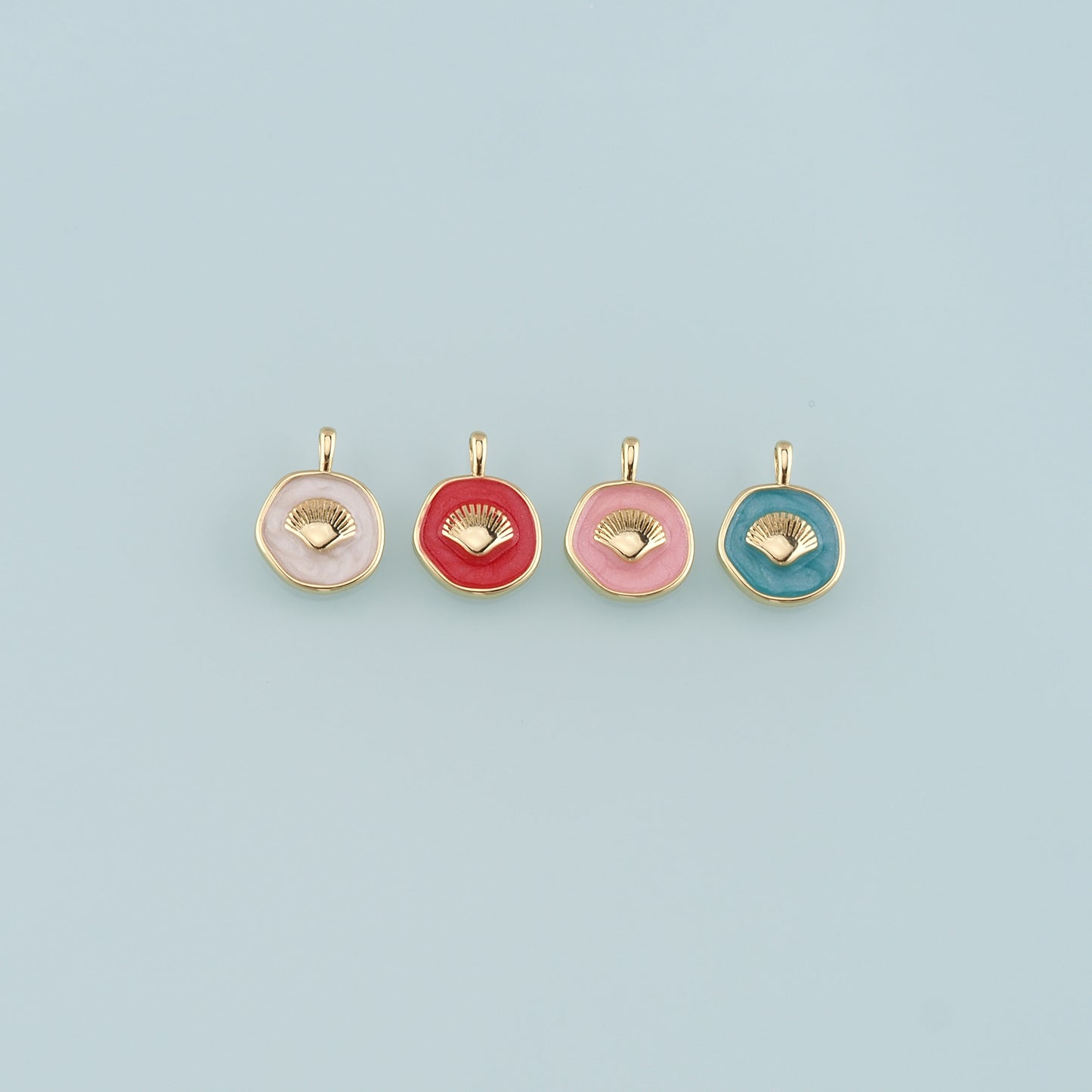 Gold Shell Charms,18K Gold Filled Scallop Pendant,Enamel Conch Shell Charm Bracelet Necklace for DIY Jewelry Making Supply