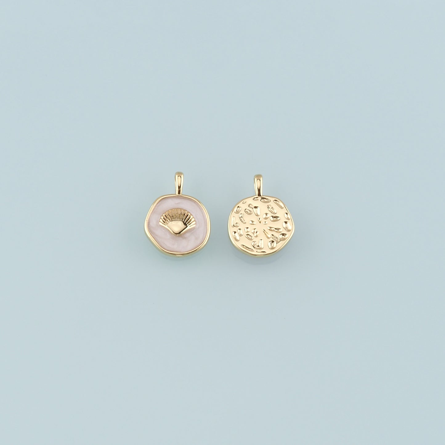 Gold Shell Charms,18K Gold Filled Scallop Pendant,Enamel Conch Shell Charm Bracelet Necklace for DIY Jewelry Making Supply