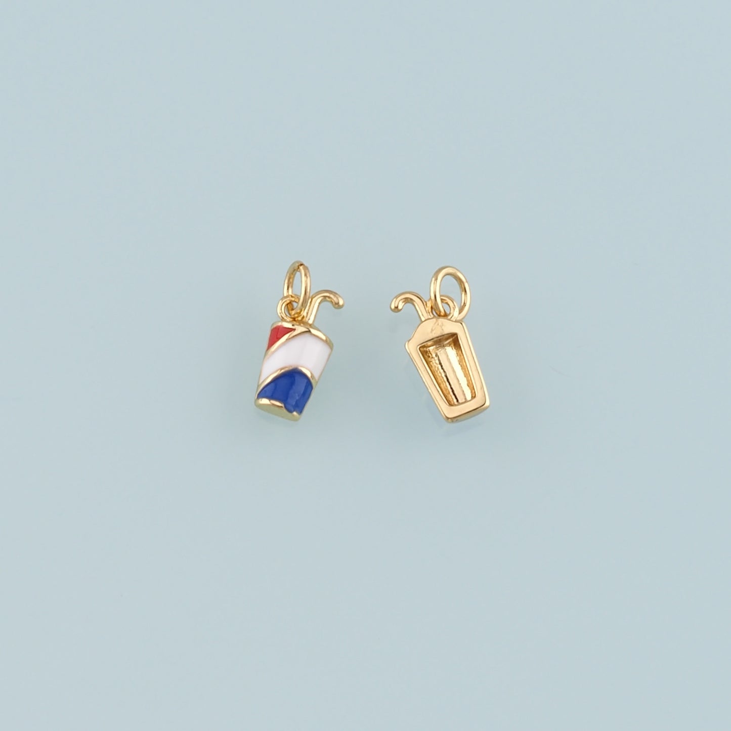 18K Gold Filled Drinks Pendant,Enamel Drinks Charm Bracelet Necklace for DIY Jewelry Making Supply