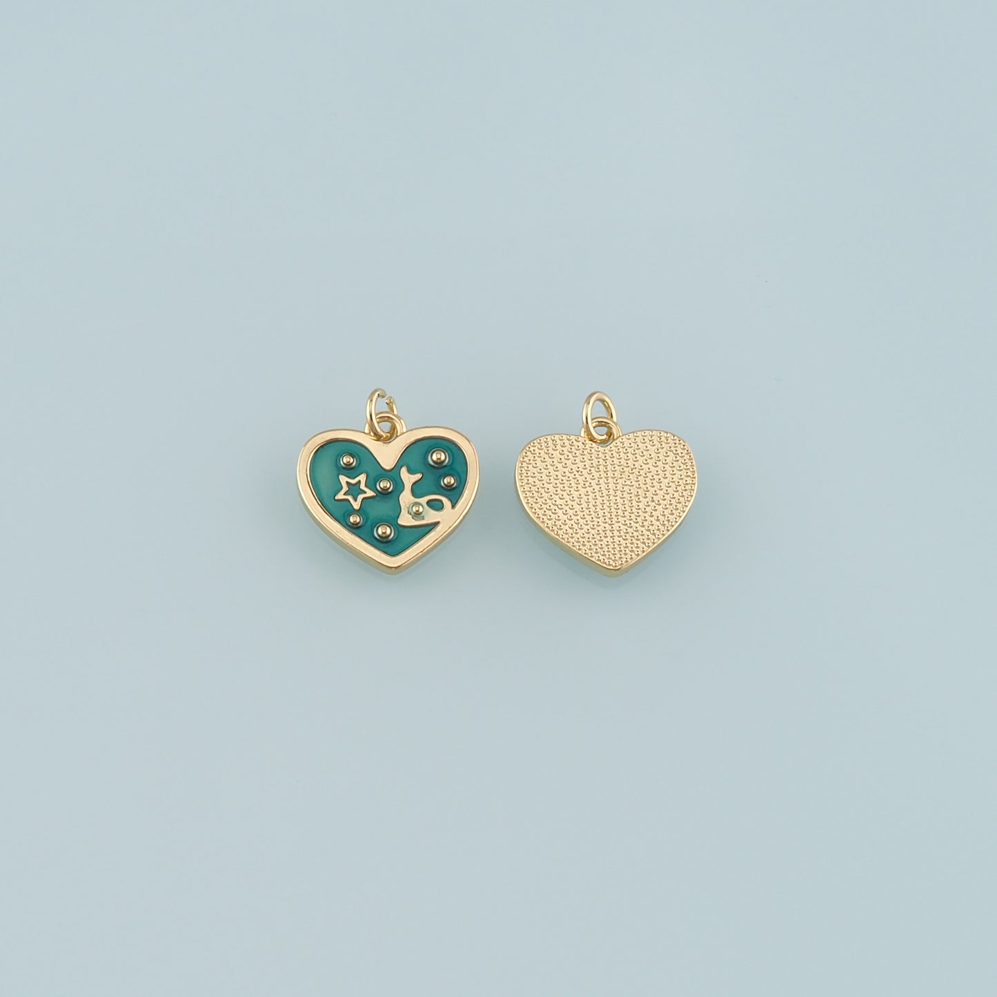18K Gold Filled Heart Pendant,Enamel Heart Charm Bracelet Necklace for DIY Jewelry Making Supply