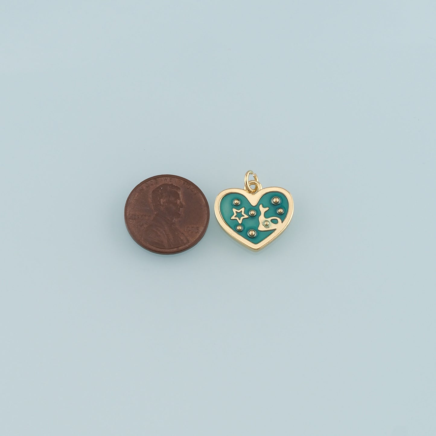 18K Gold Filled Heart Pendant,Enamel Heart Charm Bracelet Necklace for DIY Jewelry Making Supply