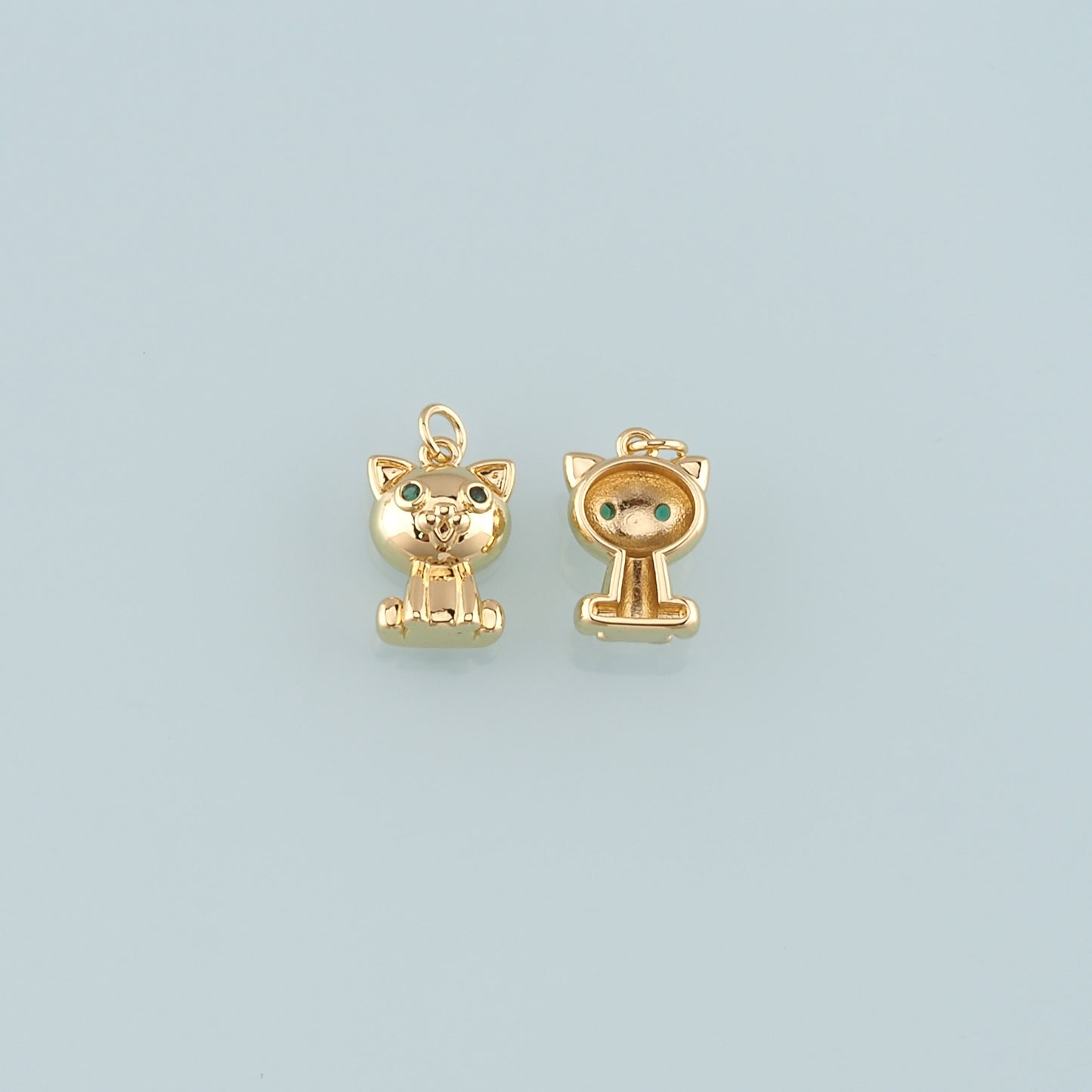 Gold Animal Charms,18K Gold Filled Cat Pendant,Cat Charm Bracelet Necklace for DIY Jewelry Making Supply