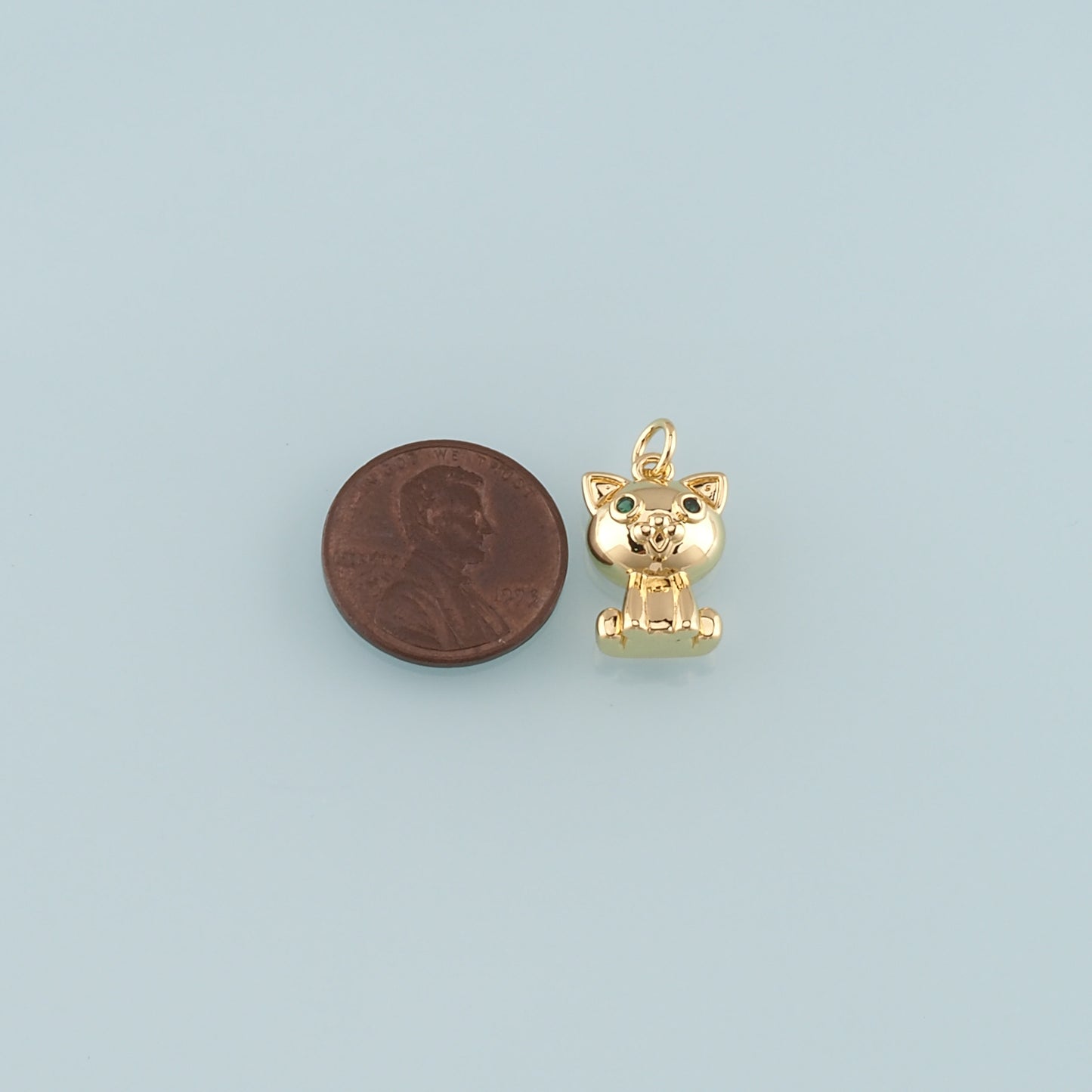 Gold Animal Charms,18K Gold Filled Cat Pendant,Cat Charm Bracelet Necklace for DIY Jewelry Making Supply