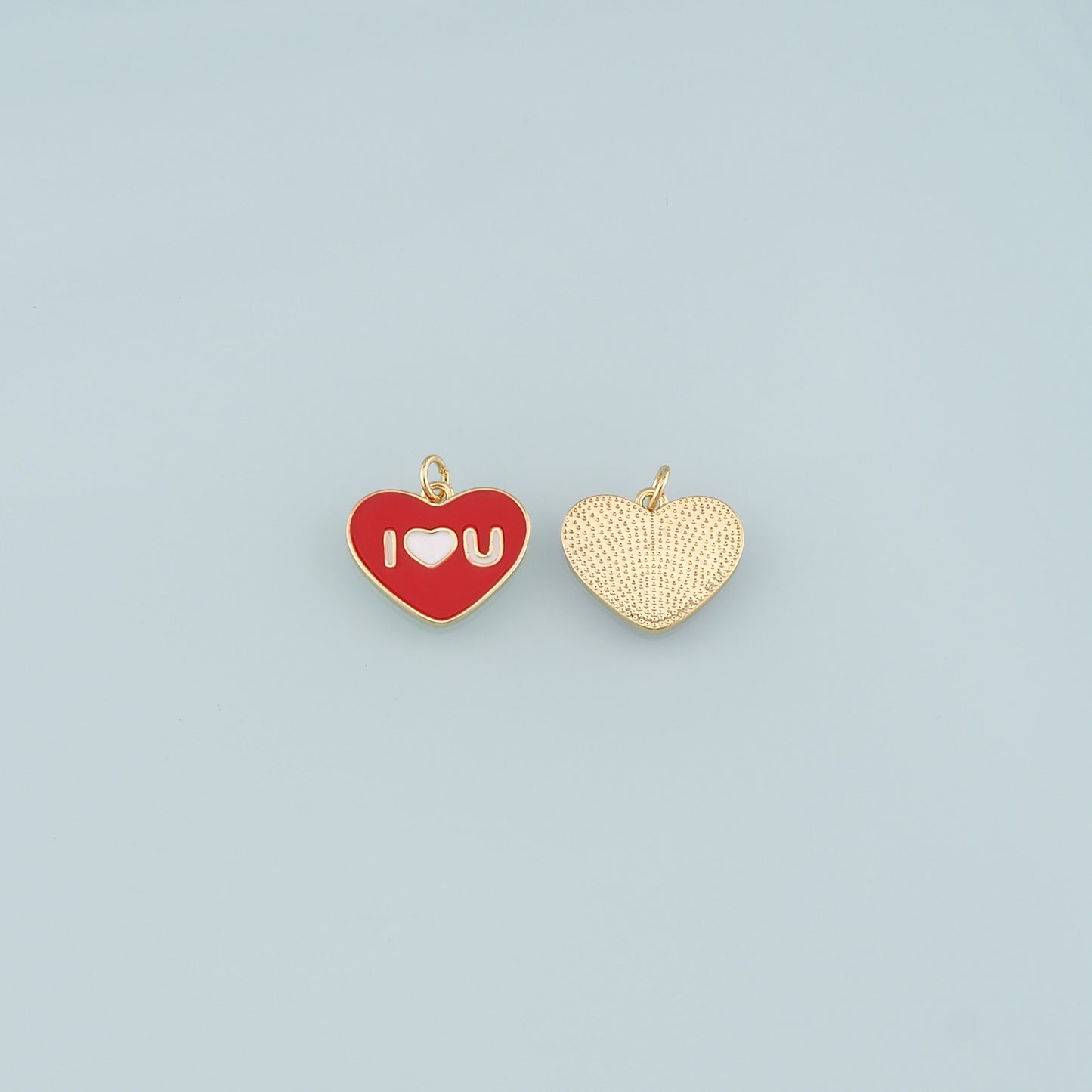 18K Gold Filled Heart Pendant,Enamel Heart Charm Bracelet Necklace for DIY Jewelry Making Supply