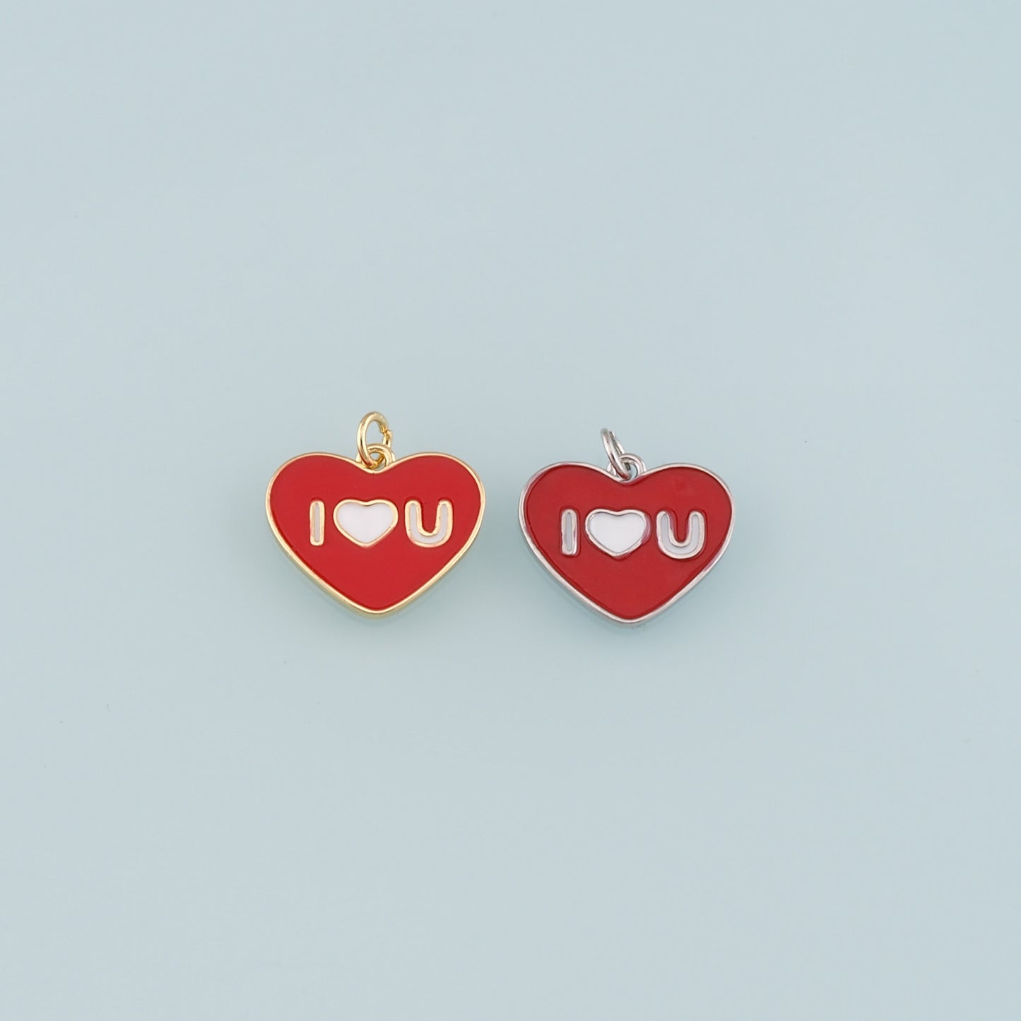 18K Gold Filled Heart Pendant,Enamel Heart Charm Bracelet Necklace for DIY Jewelry Making Supply