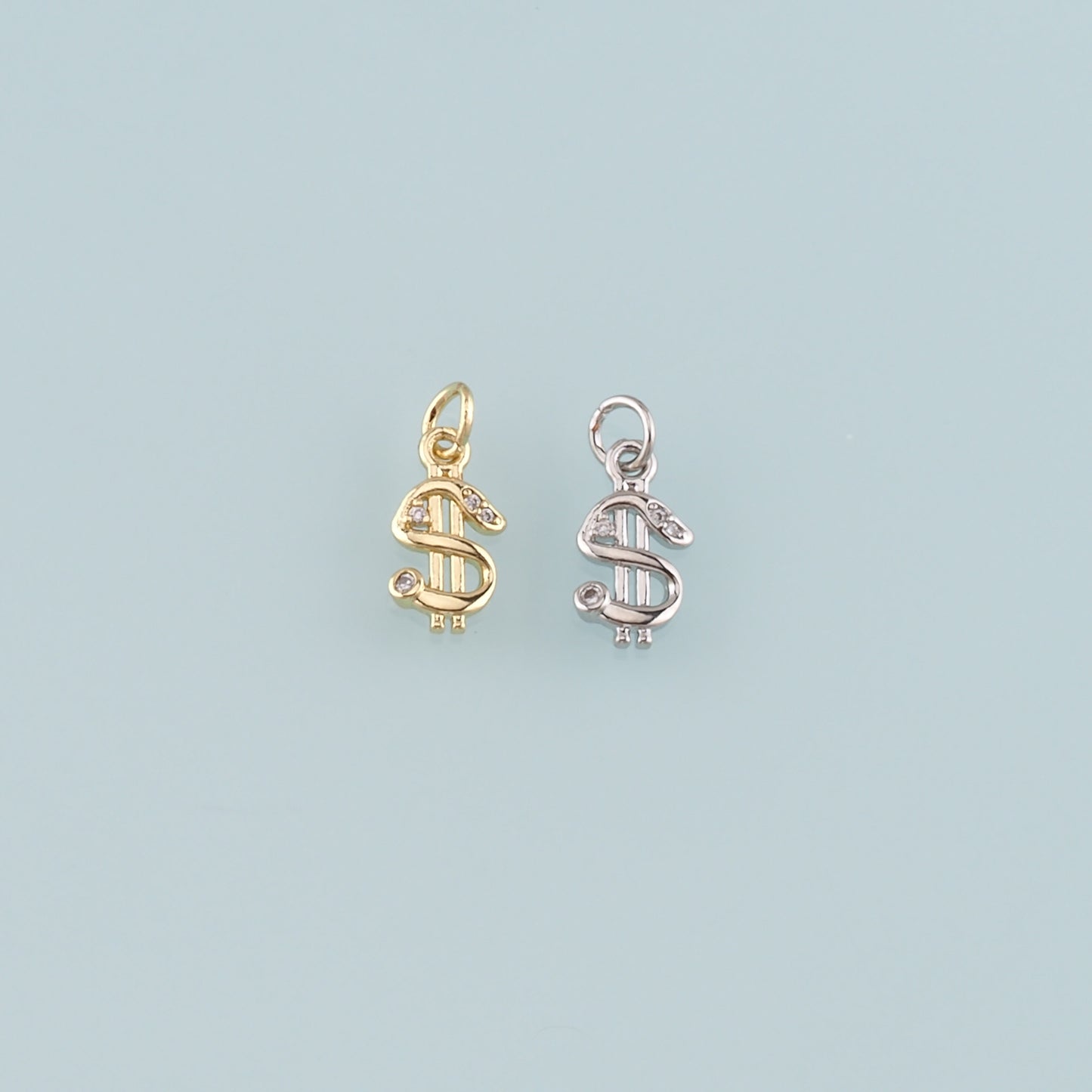 Gold Dollar Charms,18K Gold Filled Money Pendant,CZ Micro Pave Dollar Charm Bracelet Necklace for DIY Jewelry Making Supply