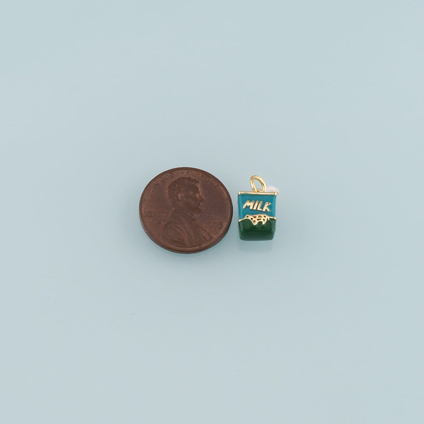 18K Gold Filled Milk Pendant,Enamel Milk Charm Bracelet Necklace for DIY Jewelry Making Supply