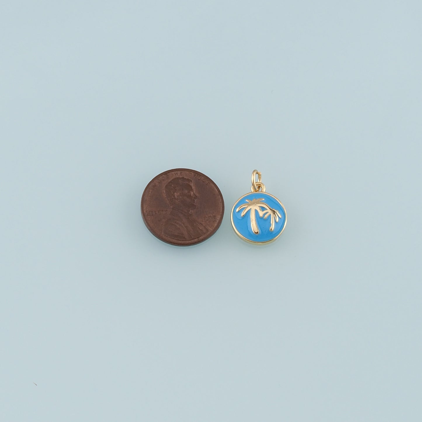 Gold Palm Tree Charms,18K Gold Filled Palm tree Pendant,Enamel coconut tree Charm Bracelet Necklace for DIY Jewelry Making Supply