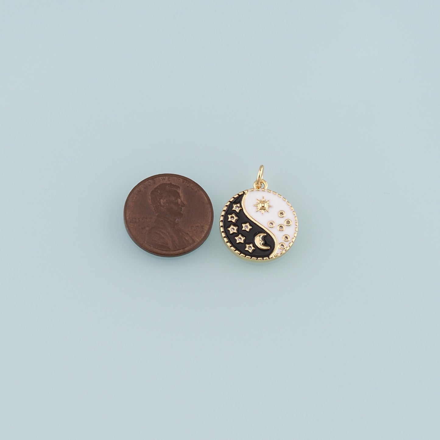 Gold Moon Charms,18K Gold Filled Sun Pendant,Enamel Celestial Charm Bracelet Necklace for DIY Jewelry Making Supply