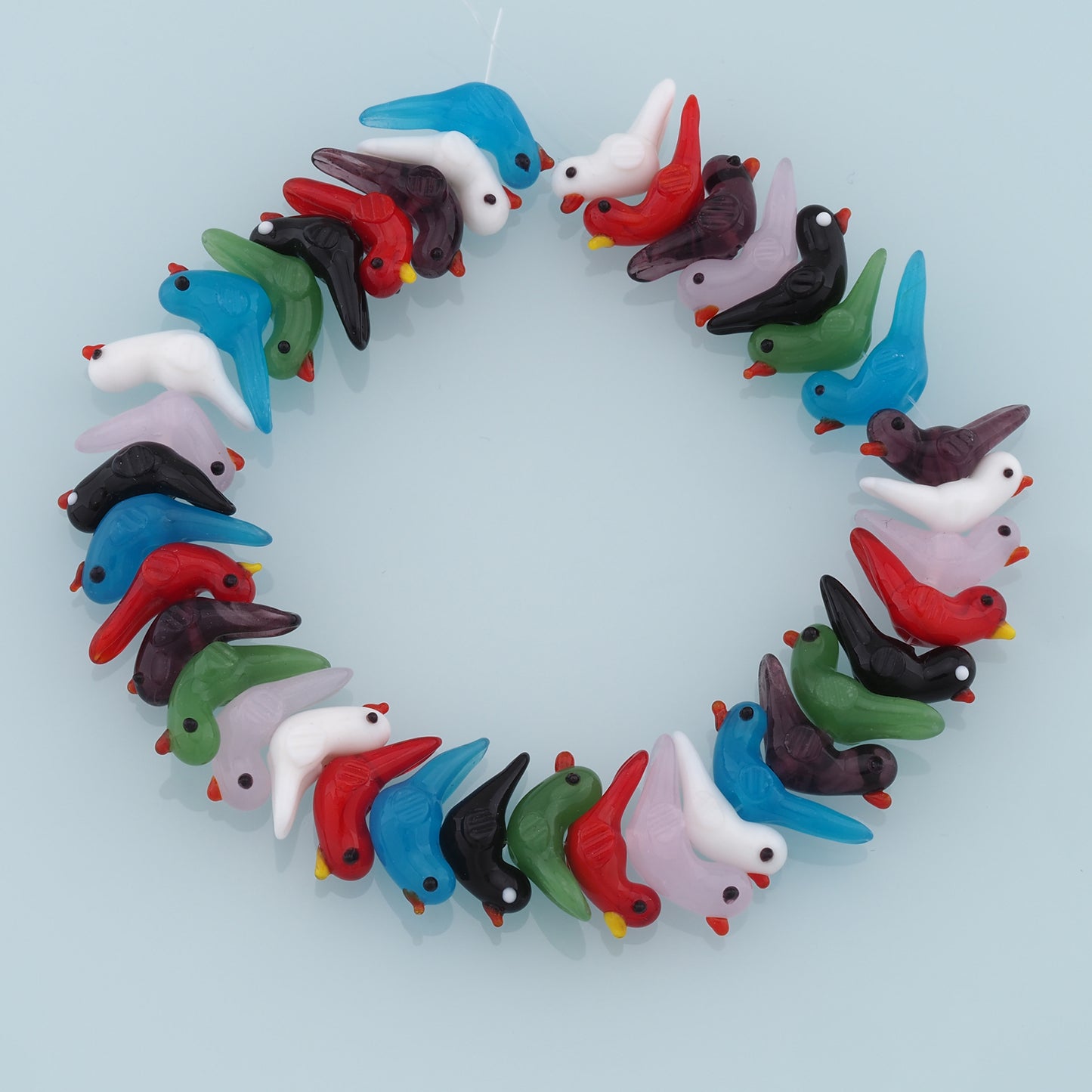 Mixed 5pcs Glass Pigeon Beads,Ocean Bead,Lampwork Colorful Glass Fish Beads for DIY Jewelry Making Supply,Random Colors