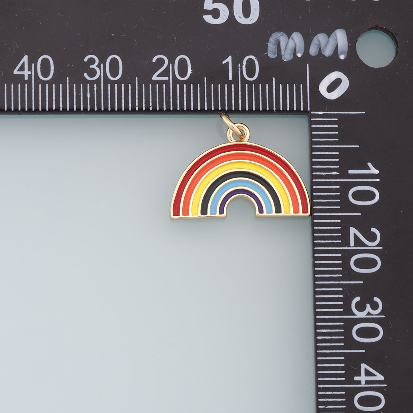 Gold Rainbow Charms,18K Gold Filled Rainbow Pendant,Enamel Rainbow Charm Bracelet Necklace for DIY Jewelry Making Supply