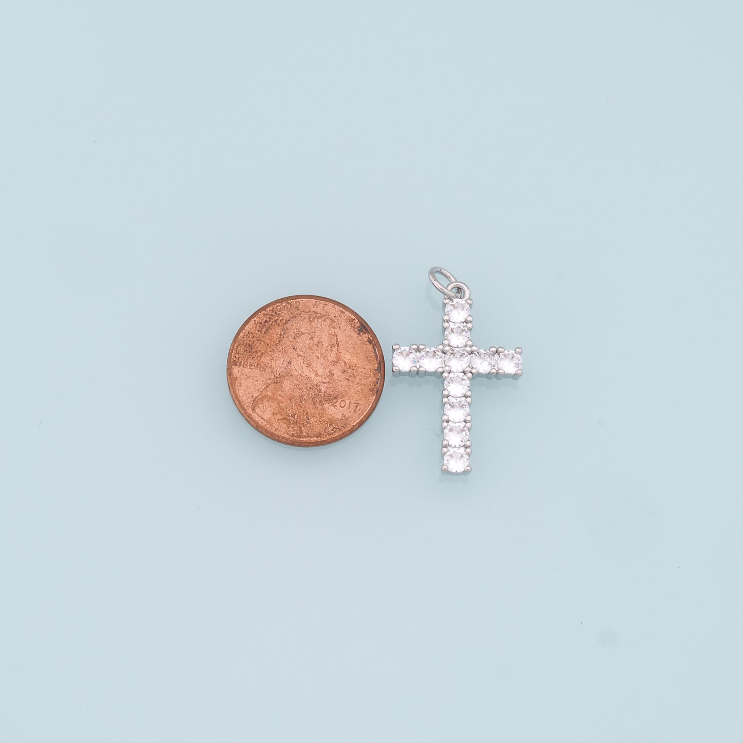 18K Gold Filled Cross Pendant,CZ Cross Charm Bracelet Necklace for DIY Jewelry Making Supply