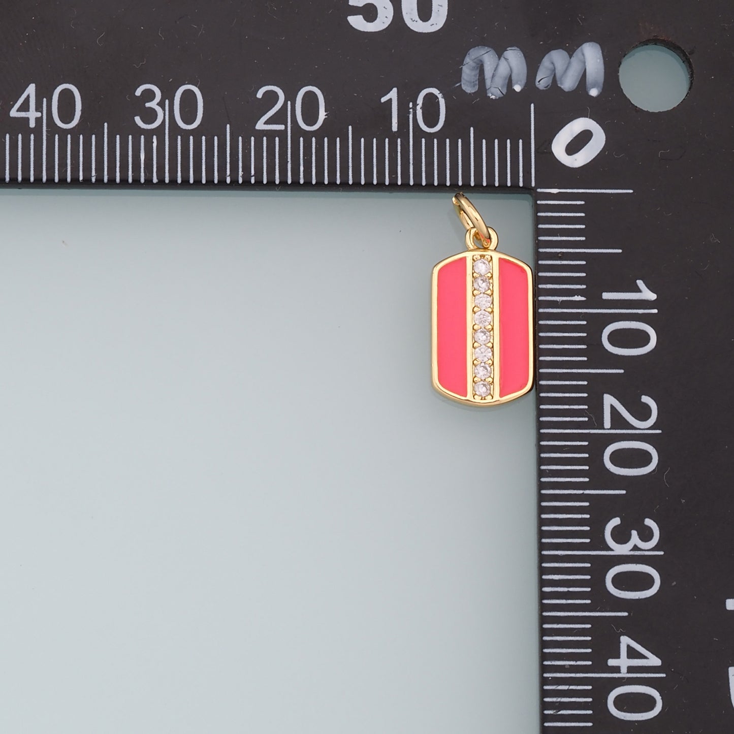 Gold Rectangle Charms,18K Gold Filled Oval Pendant,Enamel Rectangle Charm Bracelet Necklace for DIY Jewelry Making Supply