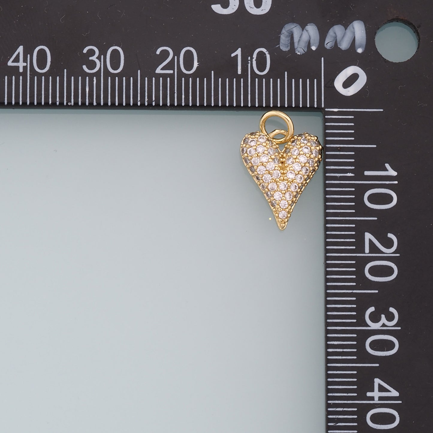 18K Gold Filled Heart Pendant,CZ Heart Charm Bracelet Necklace for DIY Jewelry Making Supply