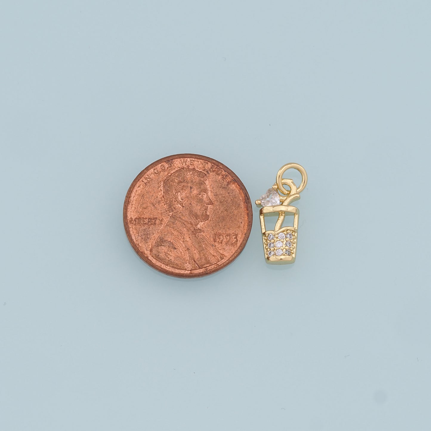 Gold Drinks Cup Charms,18K Gold Filled Cup Pendant,CZ Micro Pave Cup Charm Bracelet Necklace for DIY Jewelry Making Supply