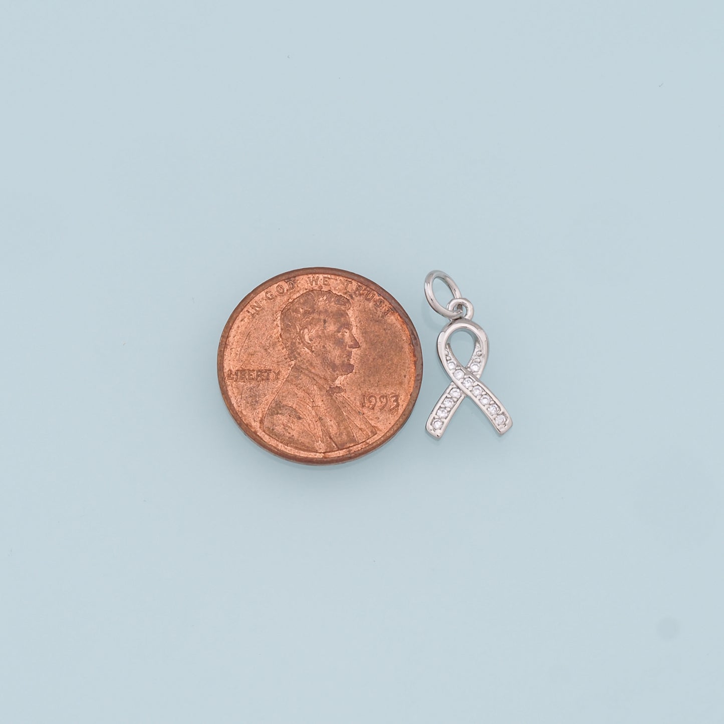 Gold AIDS Charms,18K Gold Filled AIDS Pendant,Silver Ribbon Cancer Awareness Charm Bracelet Necklace for DIY Jewelry Making Supply