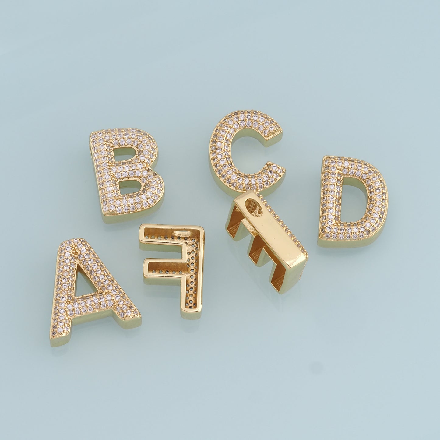Gold letter Charms,18K Gold Filled CZ letter Pendant,initial Charm Bracelet Necklace for DIY Jewelry Making Supply