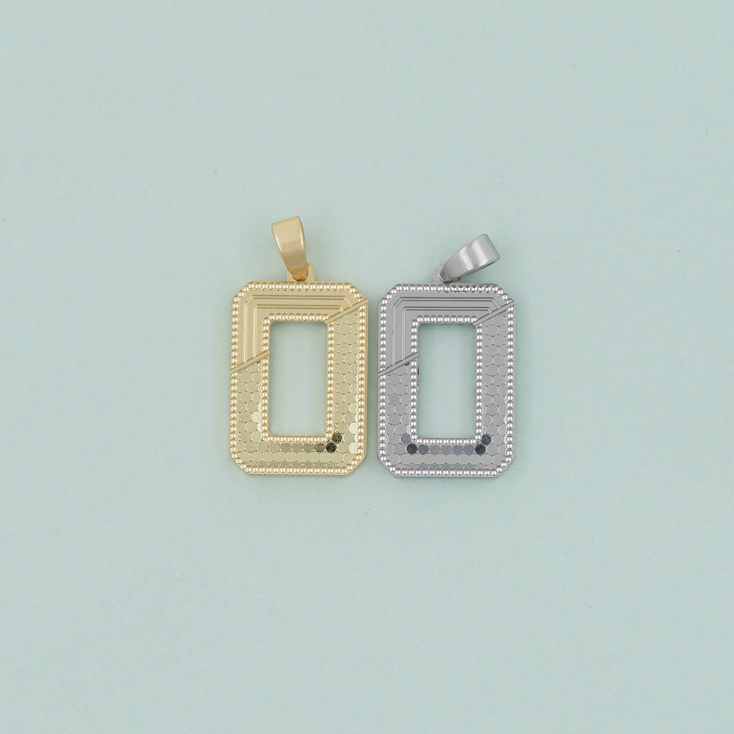Gold rectangle Charms,18K Gold Filled rectangle Pendant,Stainless steel rectangle Charm Bracelet Necklace for DIY Jewelry Making Supply
