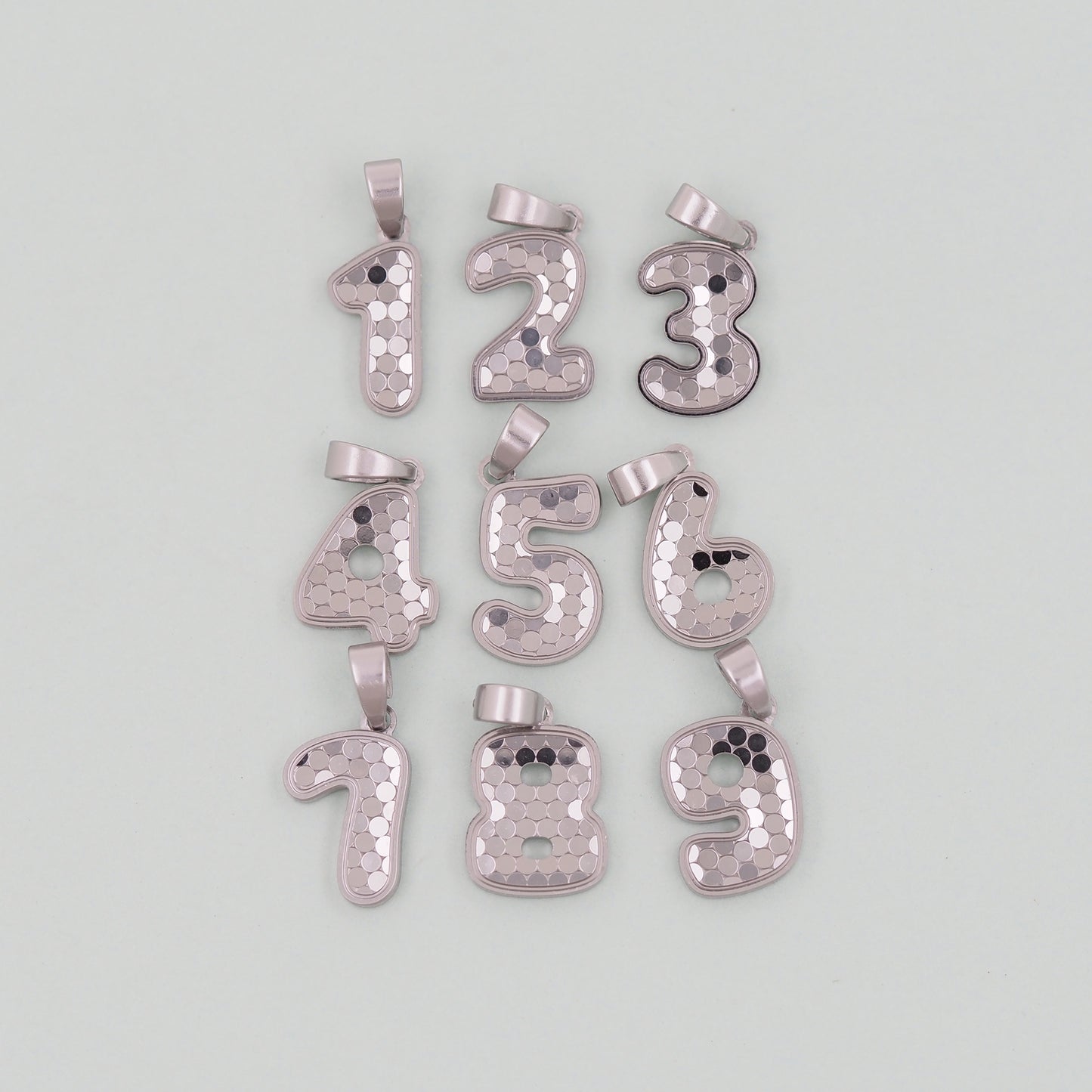 Gold number Charms,18K Gold Filled number Pendant,Stainless steel initial Charm Bracelet Necklace for DIY Jewelry Making Supply