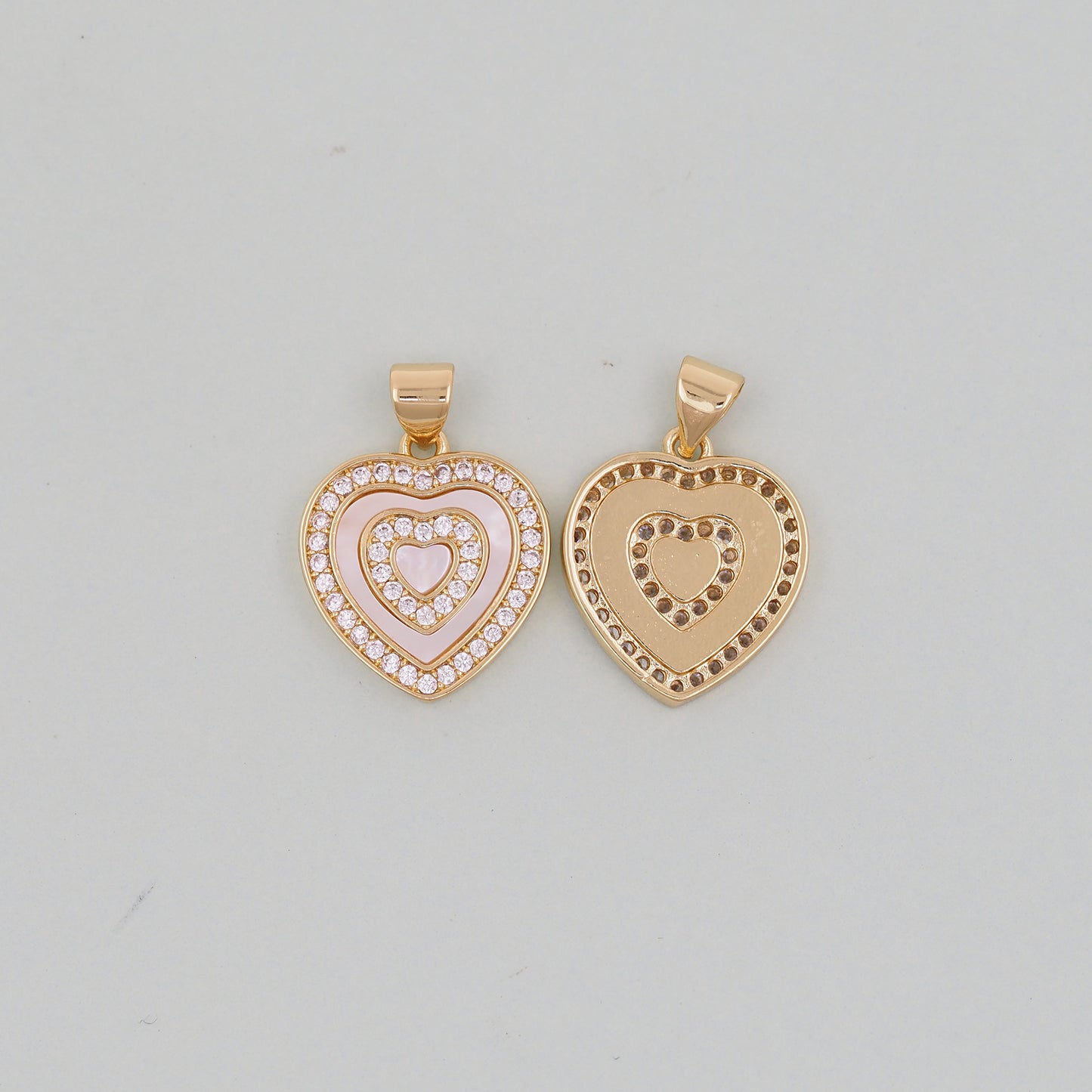 Gold Heart Charms,18K Gold Filled Heart Pendant,Heart Charm Bracelet Necklace for DIY Jewelry Making Supply
