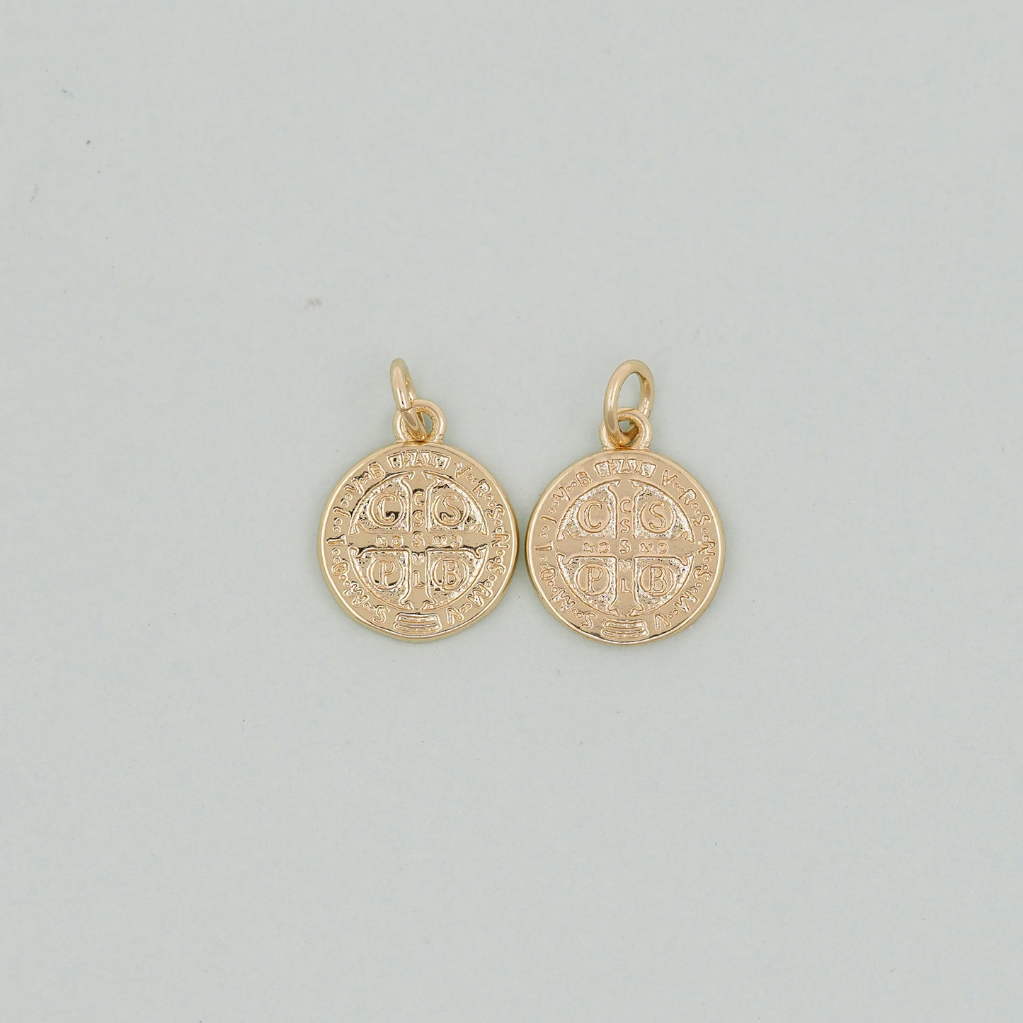 Gold Double sided Charms,18K Gold Filled Cross Pendant,Jesus Charm Bracelet Necklace for DIY Jewelry Making Supply