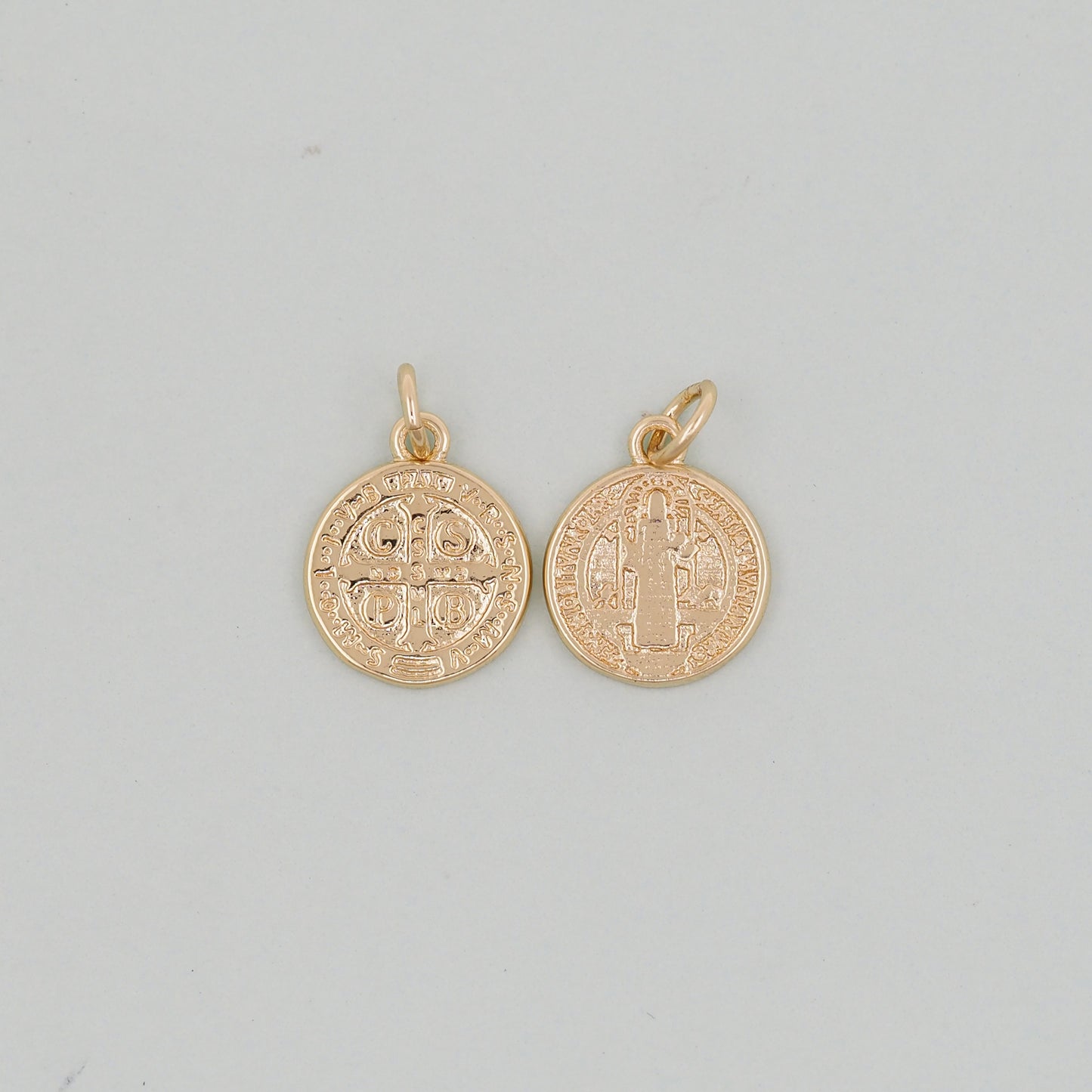 Gold Double sided Charms,18K Gold Filled Cross Pendant,Jesus Charm Bracelet Necklace for DIY Jewelry Making Supply