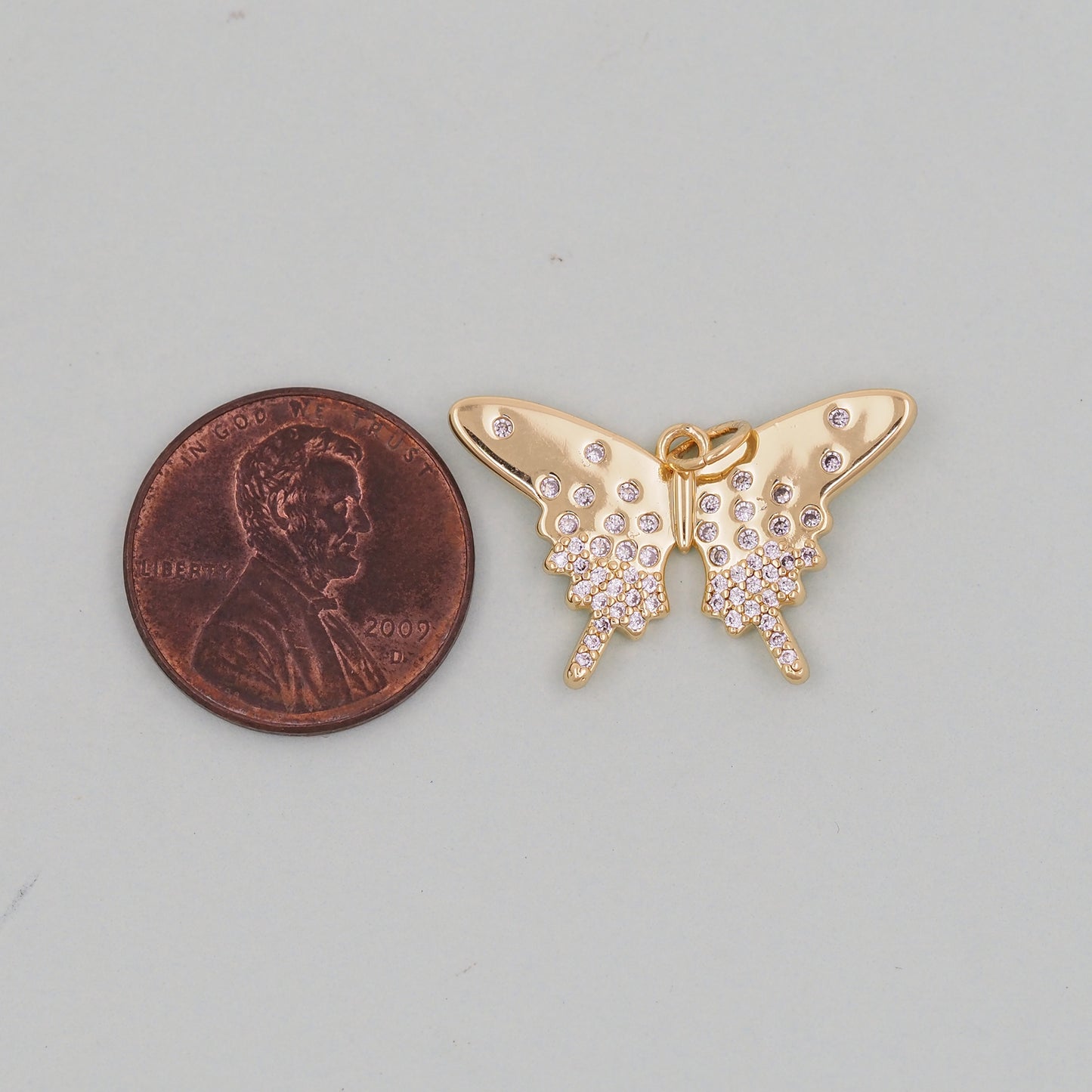 Gold Butterfly Charms,18K Gold Filled Butterfly Pendant,CZ Micro Pave Butterfly Charm Bracelet Necklace for DIY Jewelry Making Supply