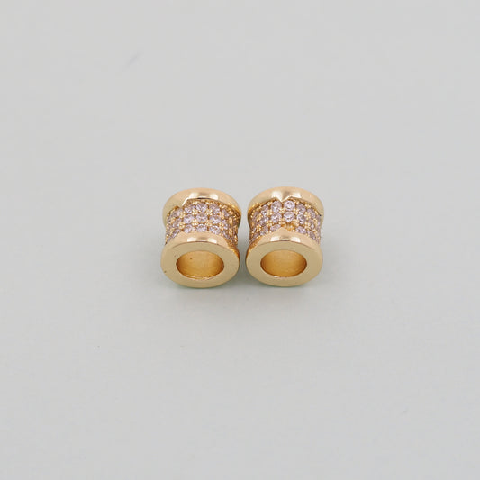 Gold Barrel Beads Charms,18K Gold Filled Stainless steel Tube spacer beads Bracelet Necklace for DIY Jewelry Making Supply hole 5mm