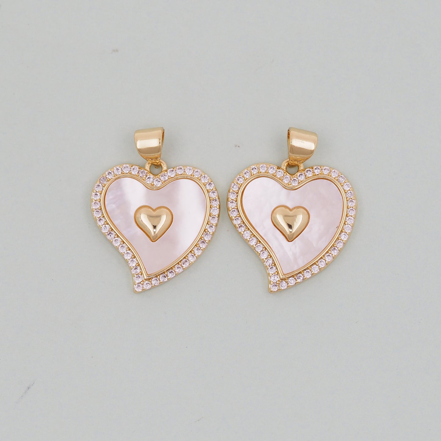Gold Heart Charms,18K Gold Filled Heart Pendant,Shell Heart Charm Bracelet Necklace for DIY Jewelry Making Supply
