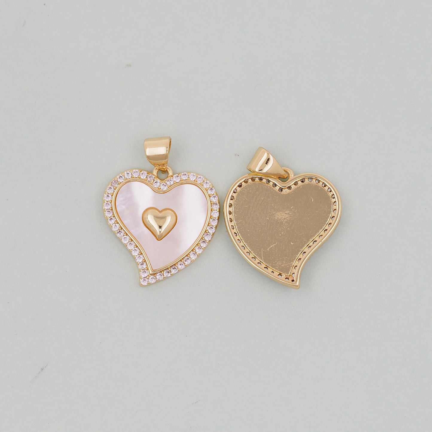 Gold Heart Charms,18K Gold Filled Heart Pendant,Shell Heart Charm Bracelet Necklace for DIY Jewelry Making Supply