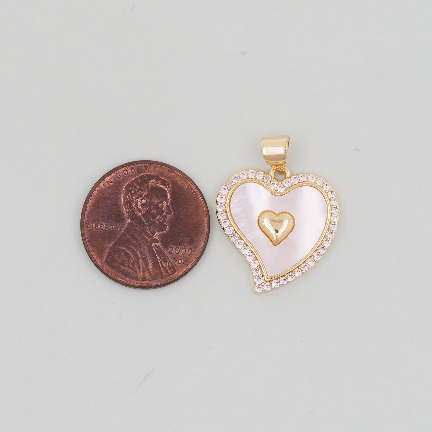 Gold Heart Charms,18K Gold Filled Heart Pendant,Shell Heart Charm Bracelet Necklace for DIY Jewelry Making Supply