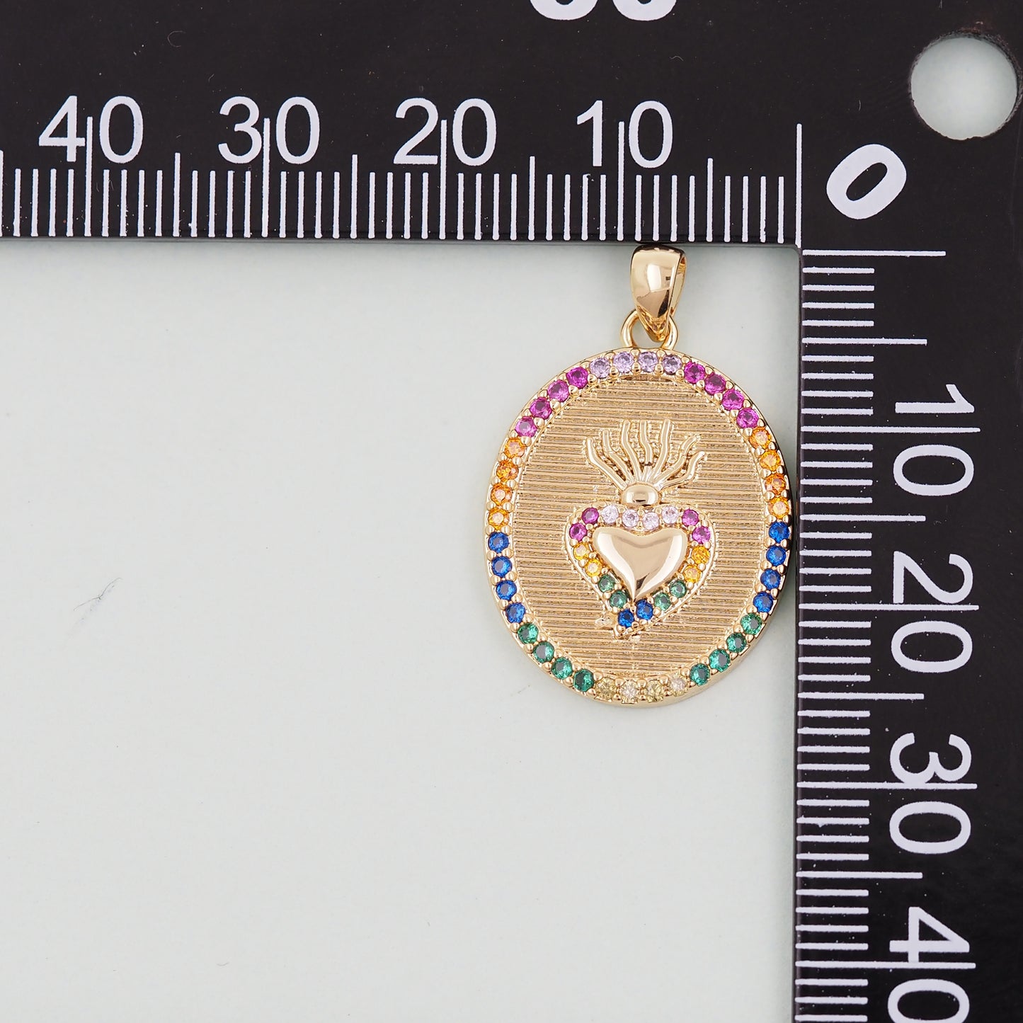 18K Gold Filled Sacred Heart Pendant,Sacred Heart Charm Bracelet Necklace for DIY Jewelry Making Supply